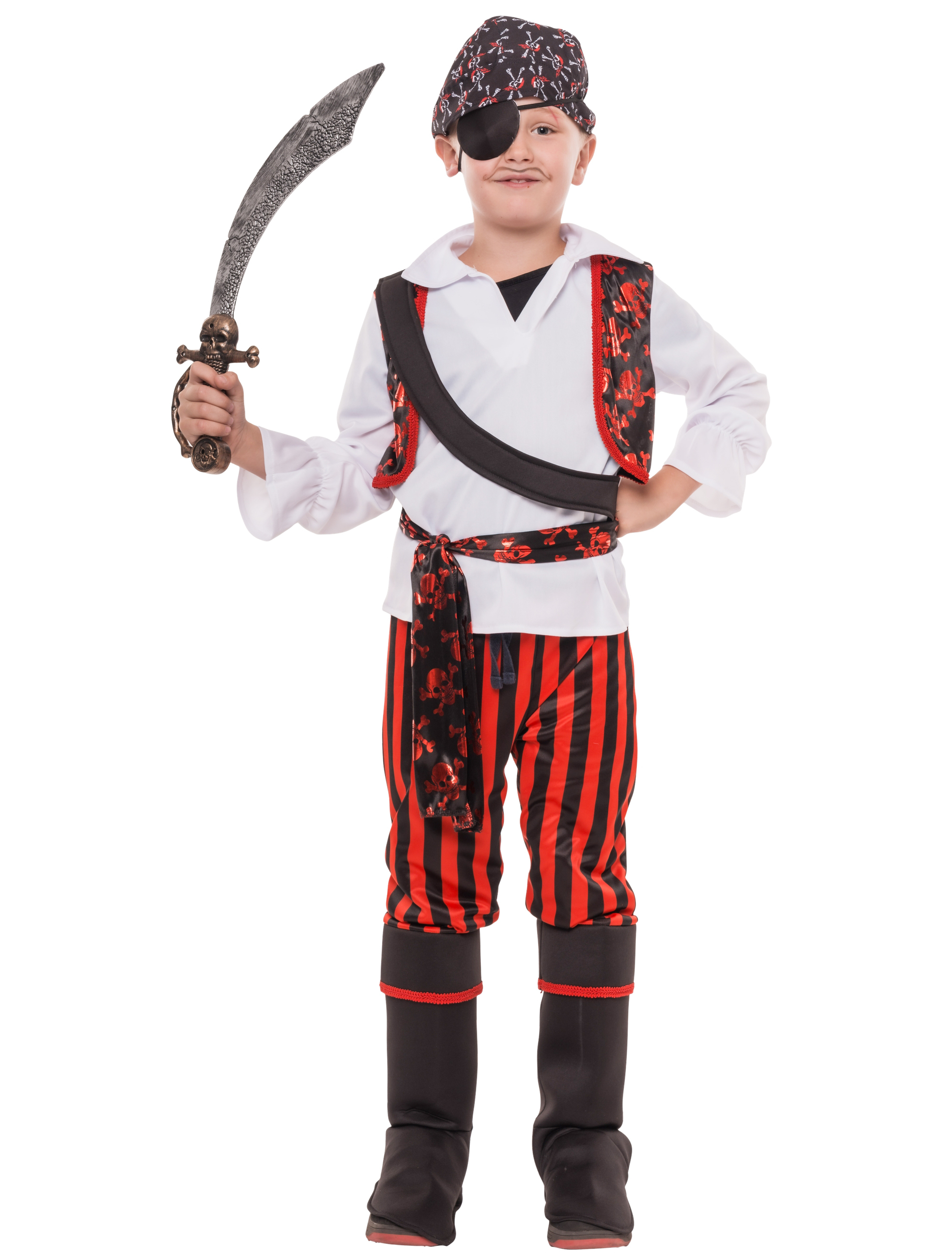 Kostüm Pirat 4-tlg. Kinder schwarz/weiß/rot 4-6 Jahre