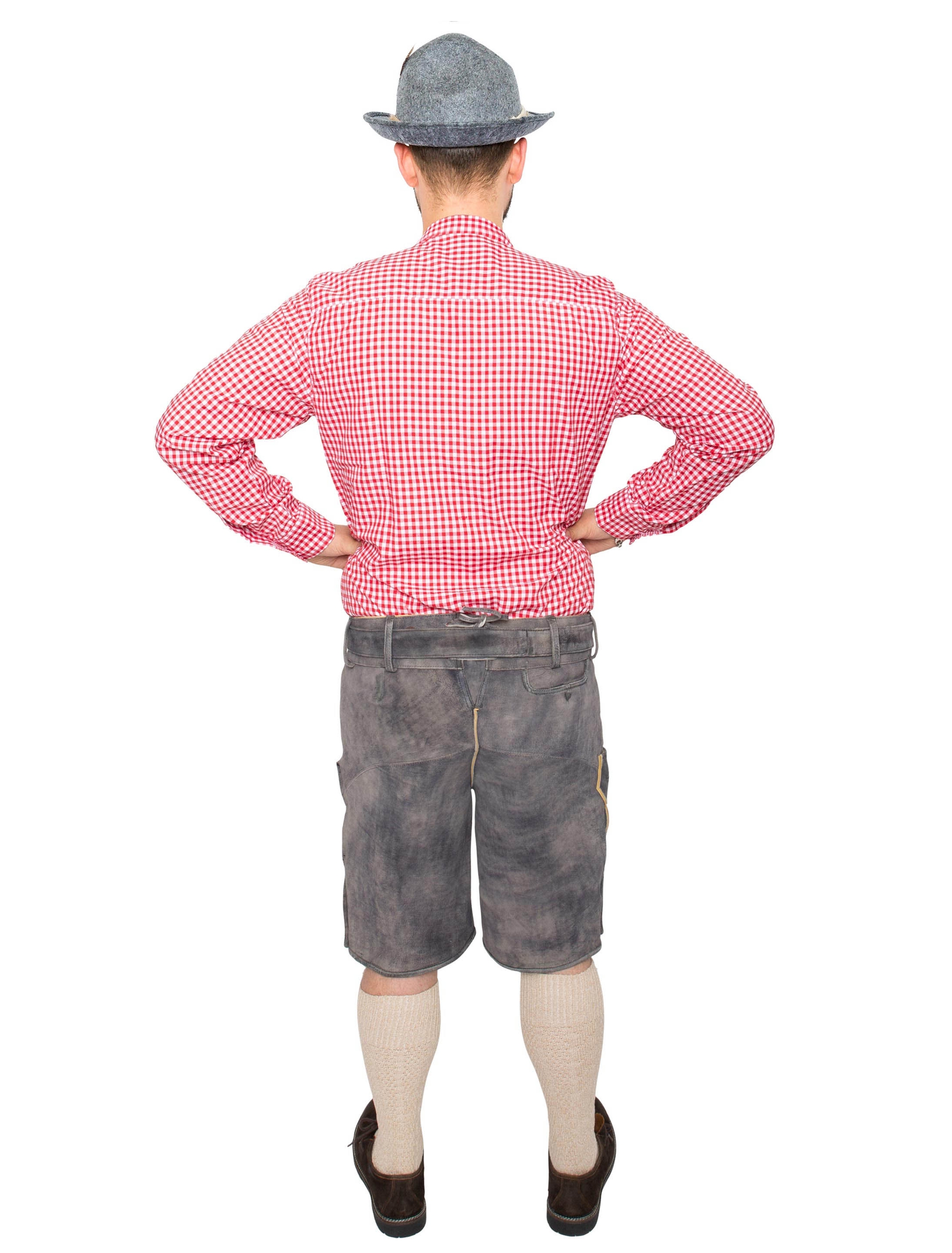 Lederhose kurz Floral Herren grau 4XL