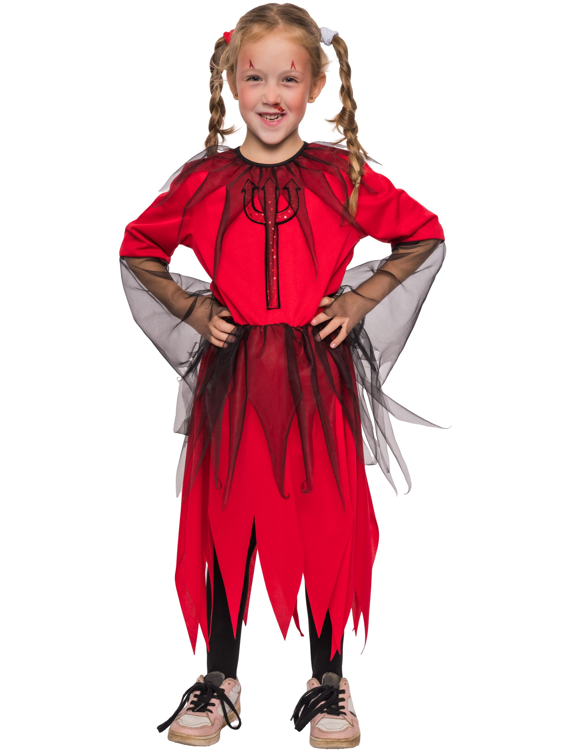 Kleid Teufel mit Tüll Mädchen schwarz/rot 104