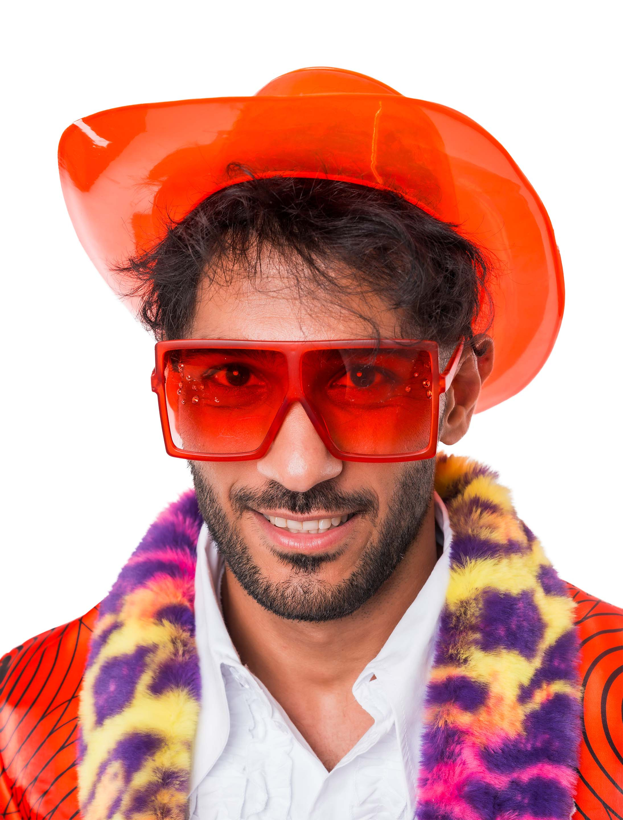 Brille eckig rot