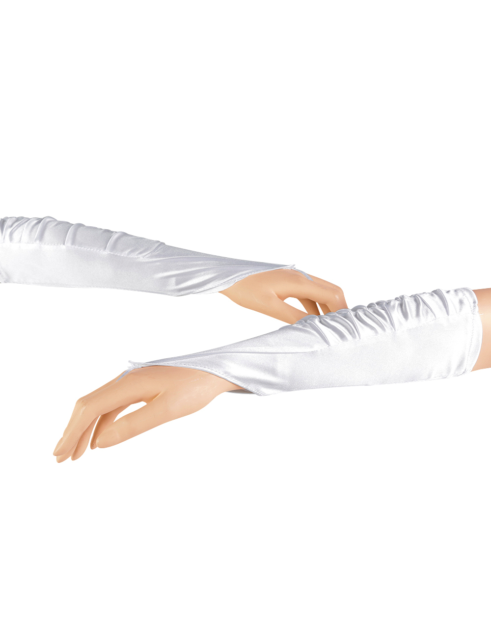 Handschuhe fingerlos Satin weiß