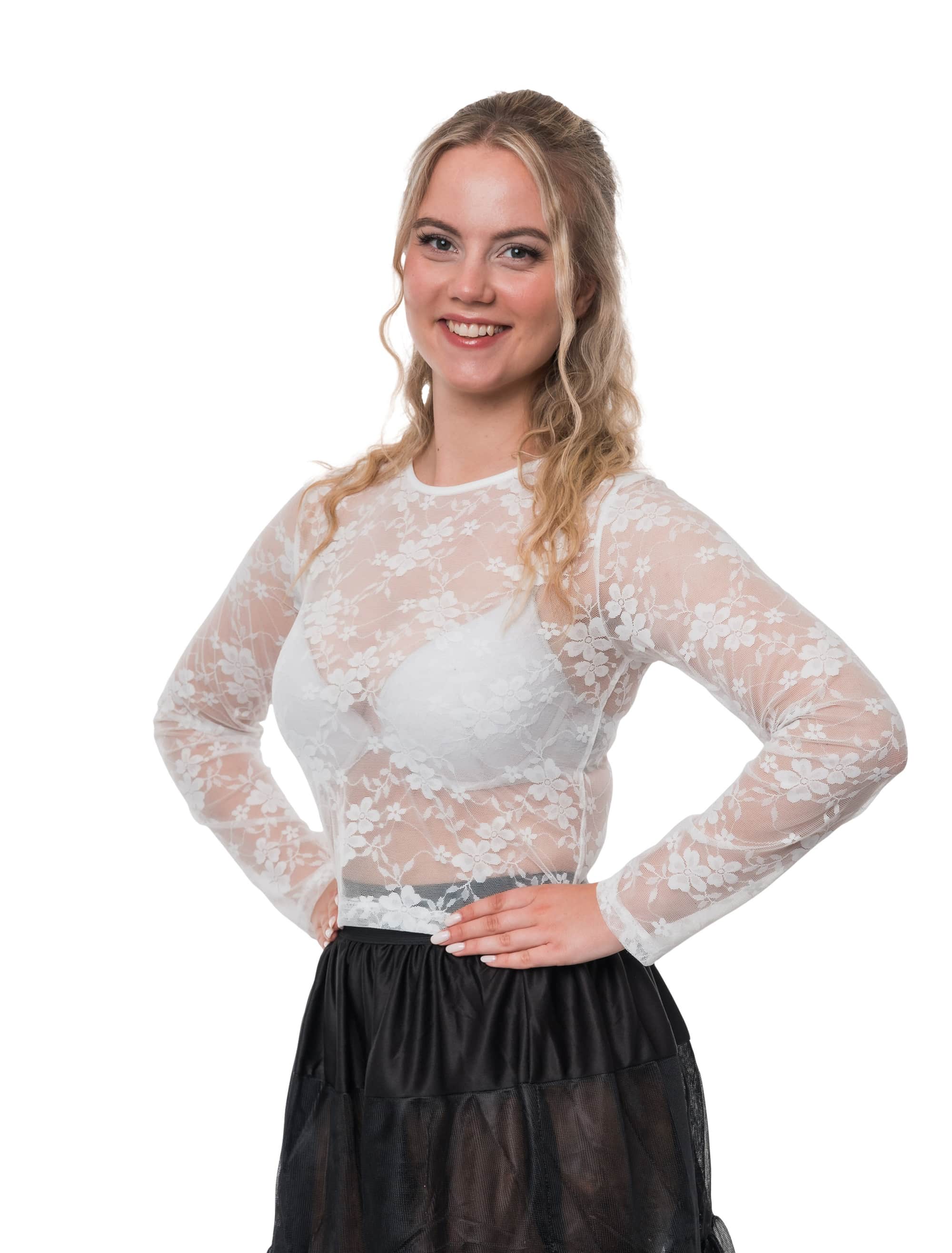 Oberteil Mesh Blumen Damen weiß 42