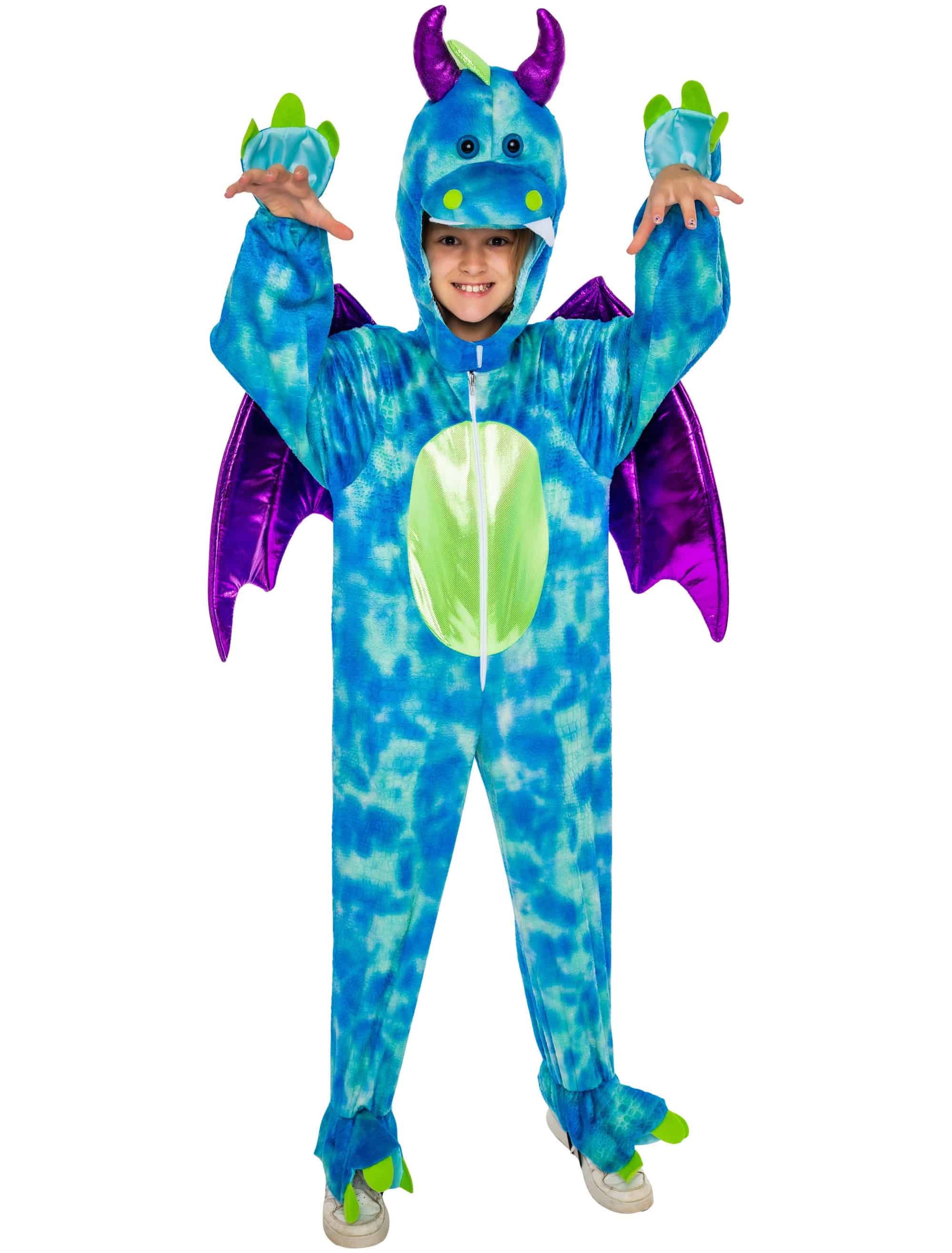 Overall Plüsch Dino Kinder Kinder blau/lila 98-104