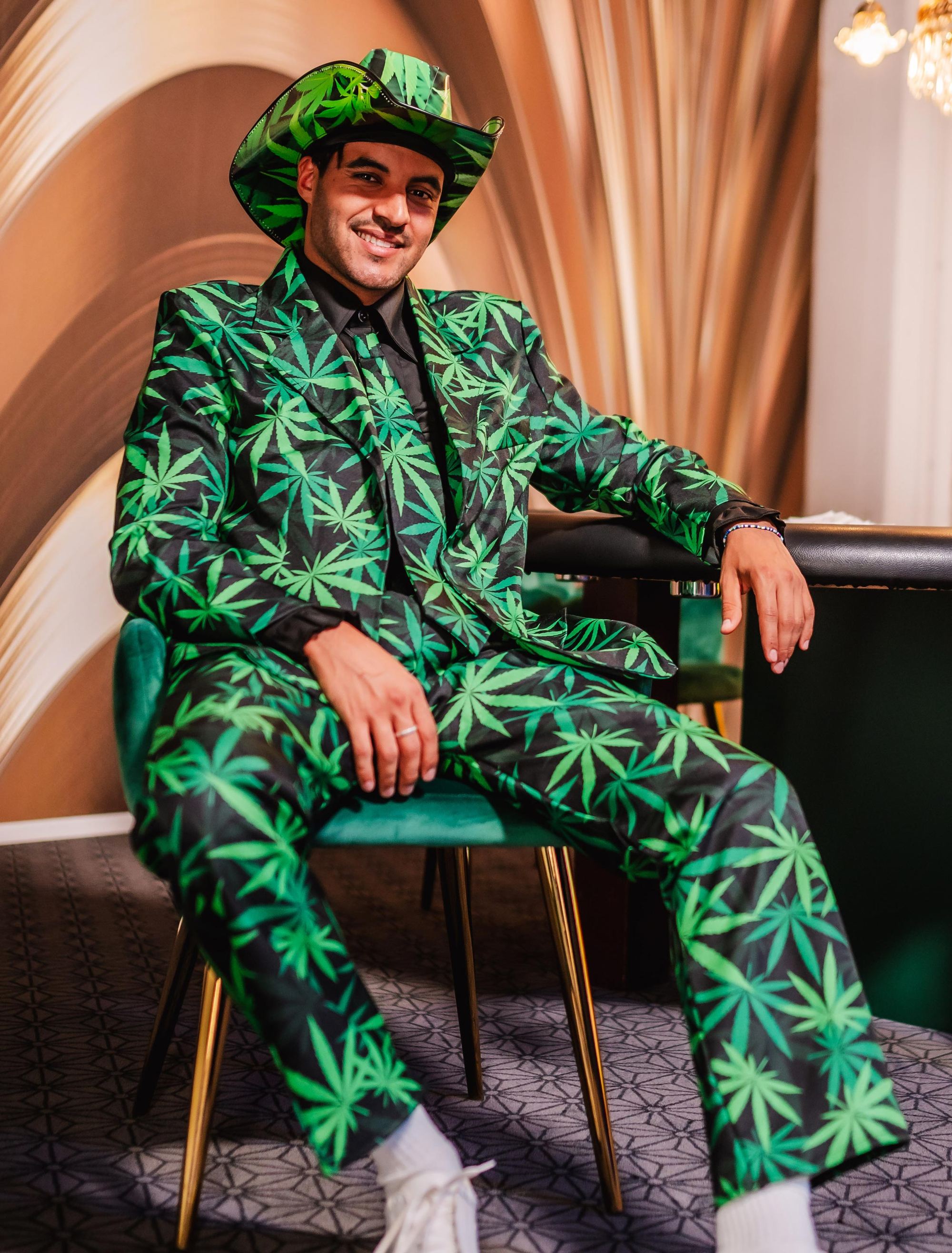 Anzug Cannabis 2-tlg. Herren grün/schwarz M/L