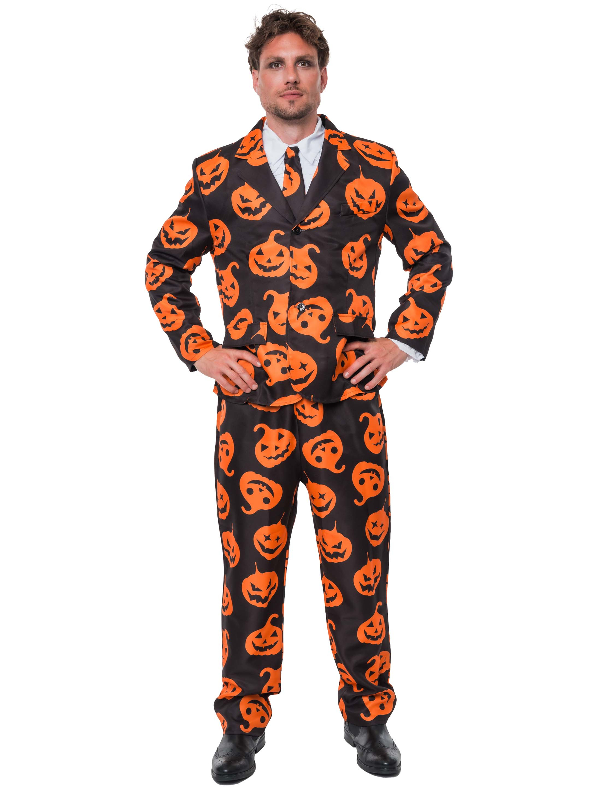 Anzug Kürbis 3-tlg. Herren orange/schwarz M/L