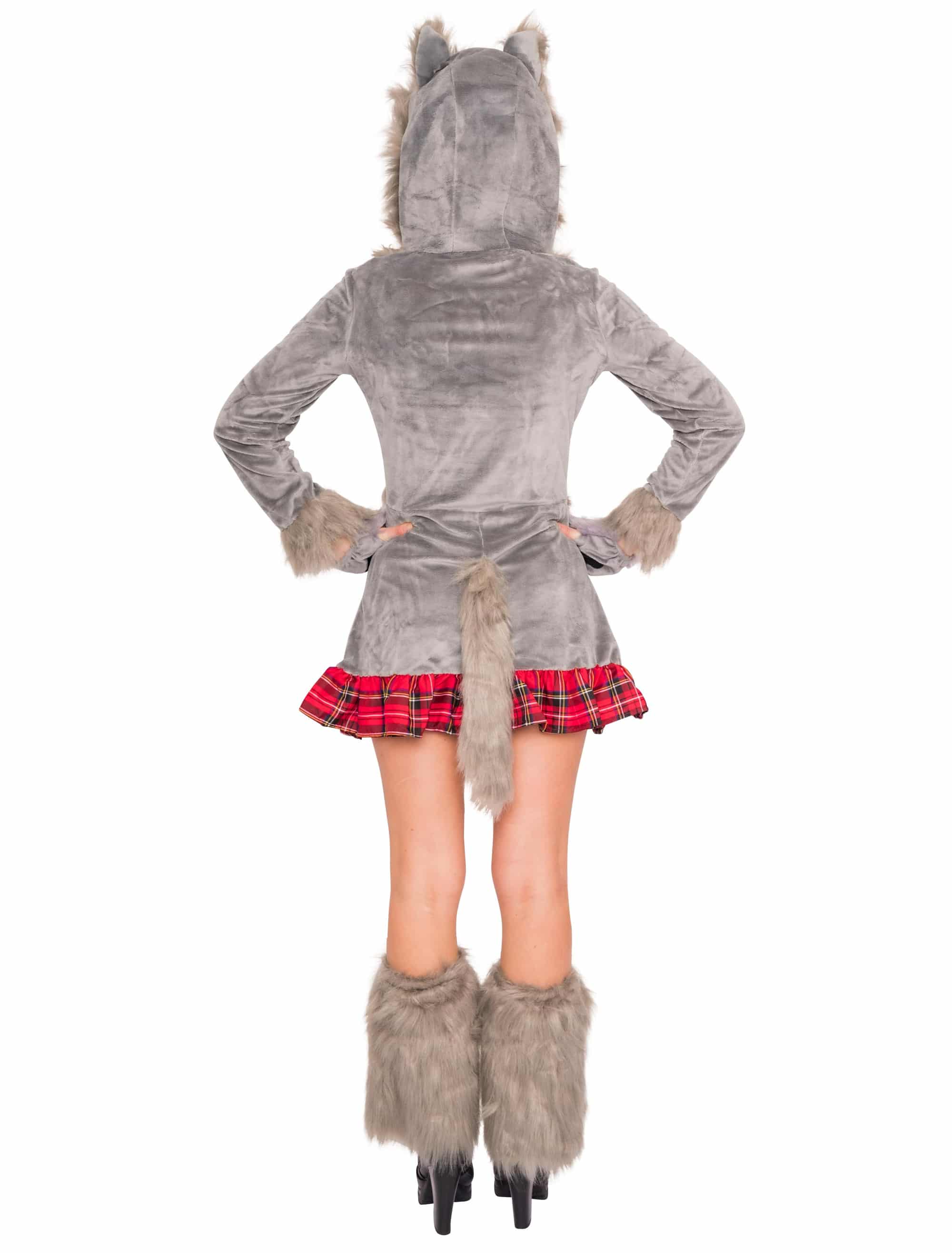 Kleid Plüsch Wolf Damen grau 36