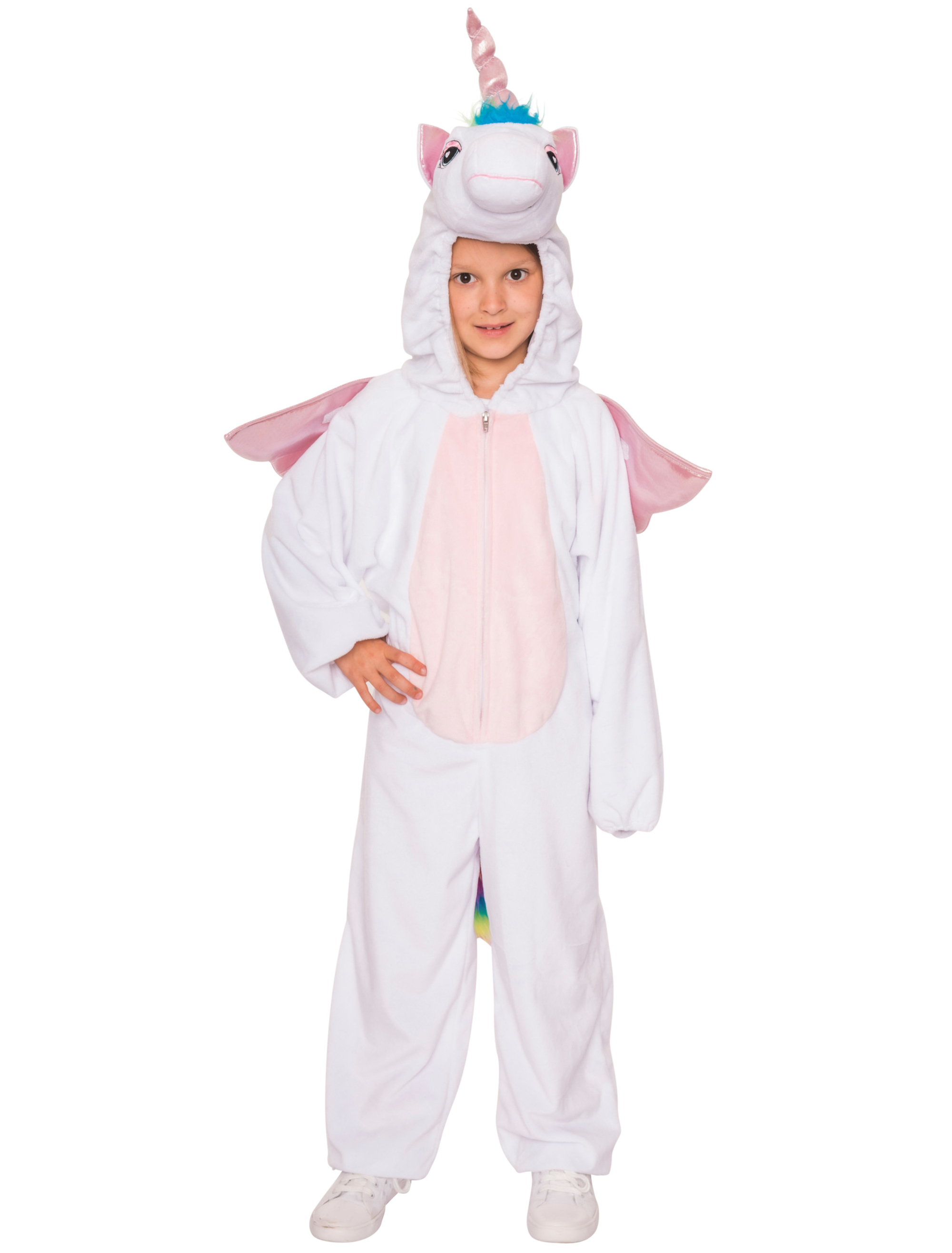 Overall Plüsch Einhorn Kinder mit Licht weiß 140-164