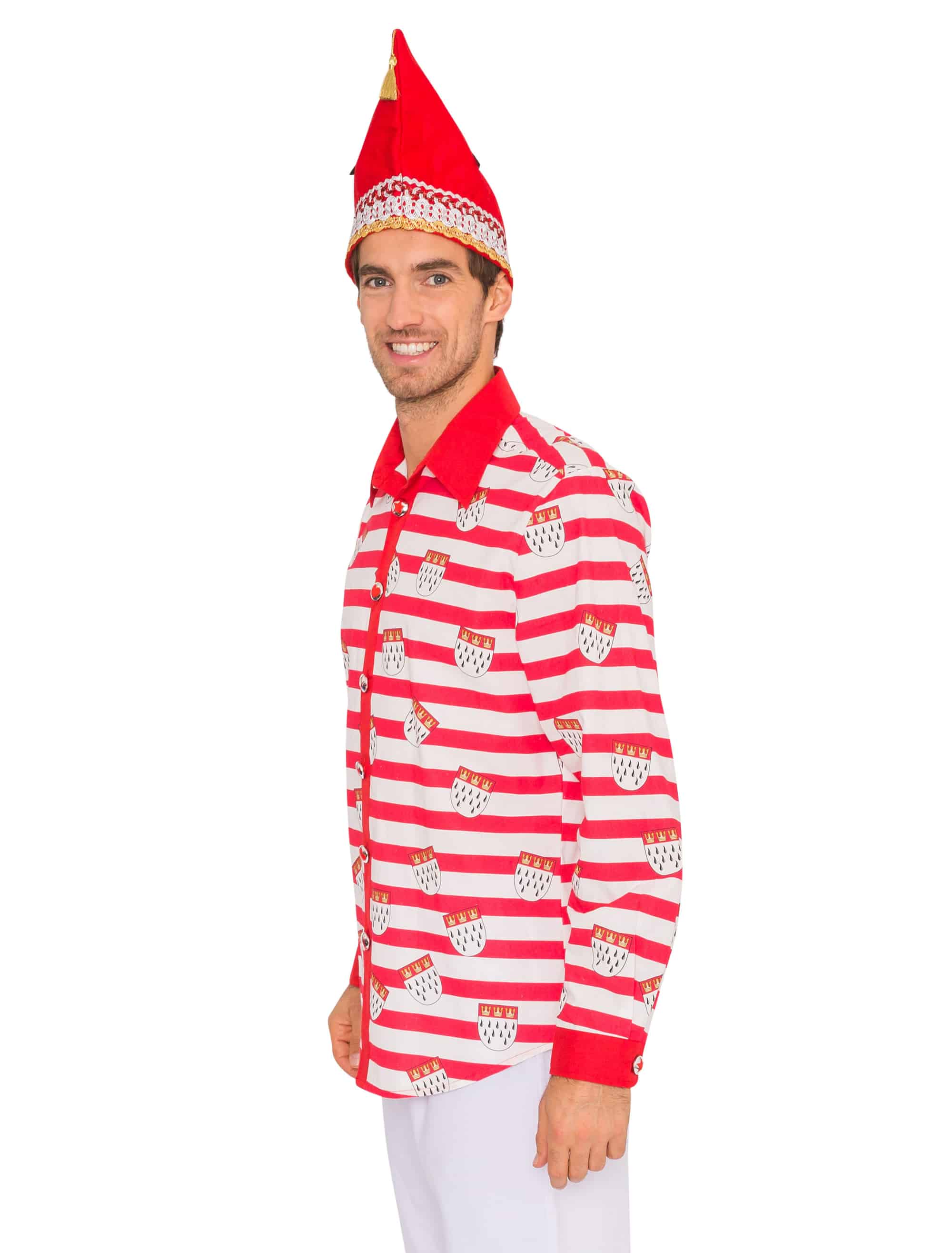 Hemd langarm Wappen Herren rot/weiß S