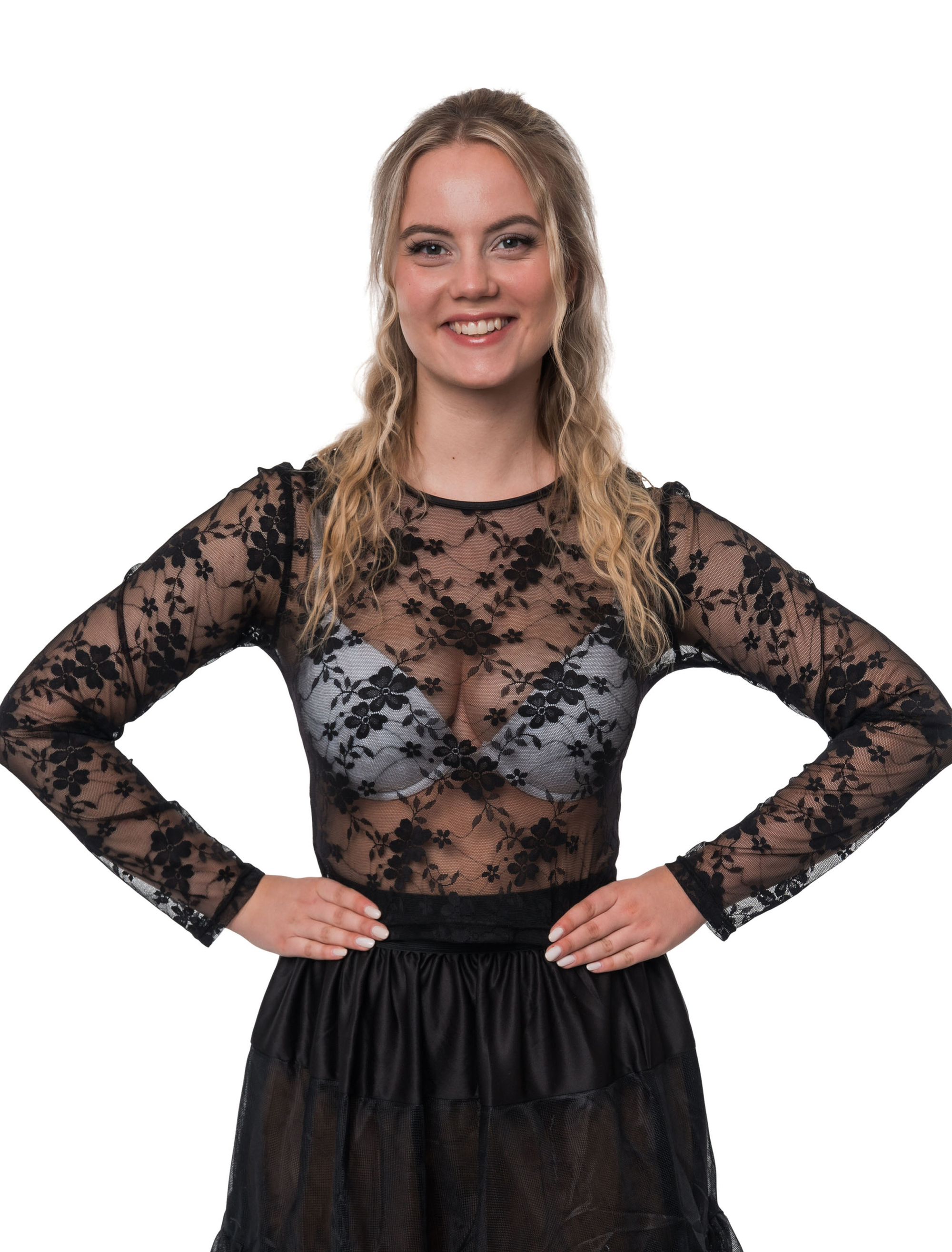Oberteil Mesh Blumen Damen schwarz 36