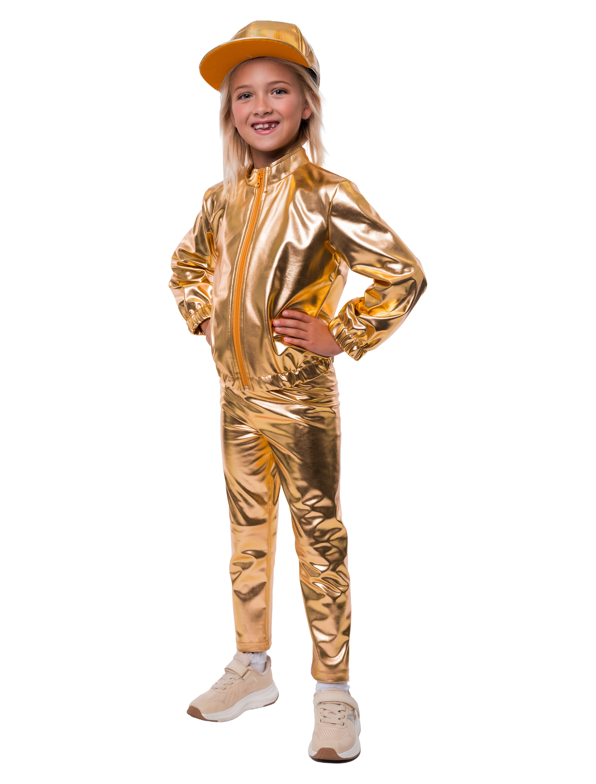 Jacke Metallic Kinder gold 128