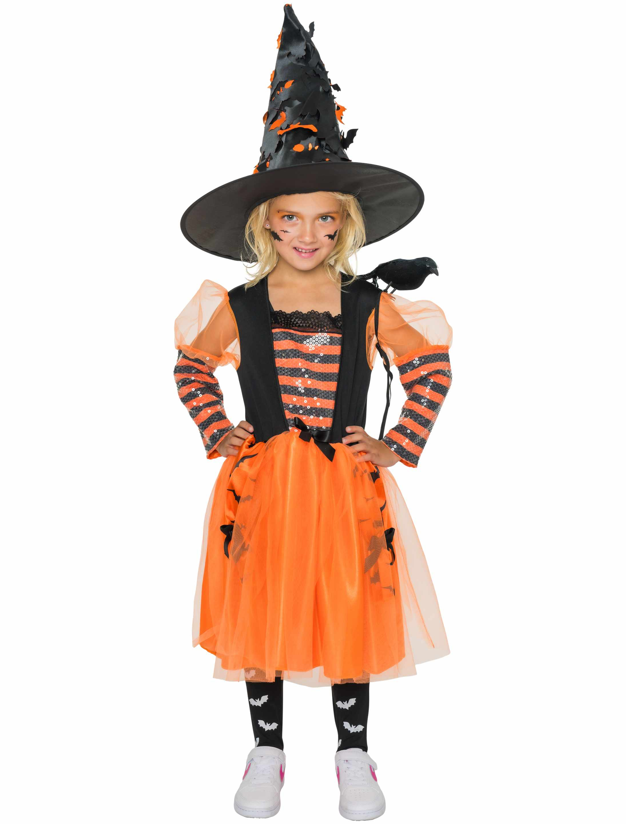Kleid Hexe Kinder schwarz/orange 116
