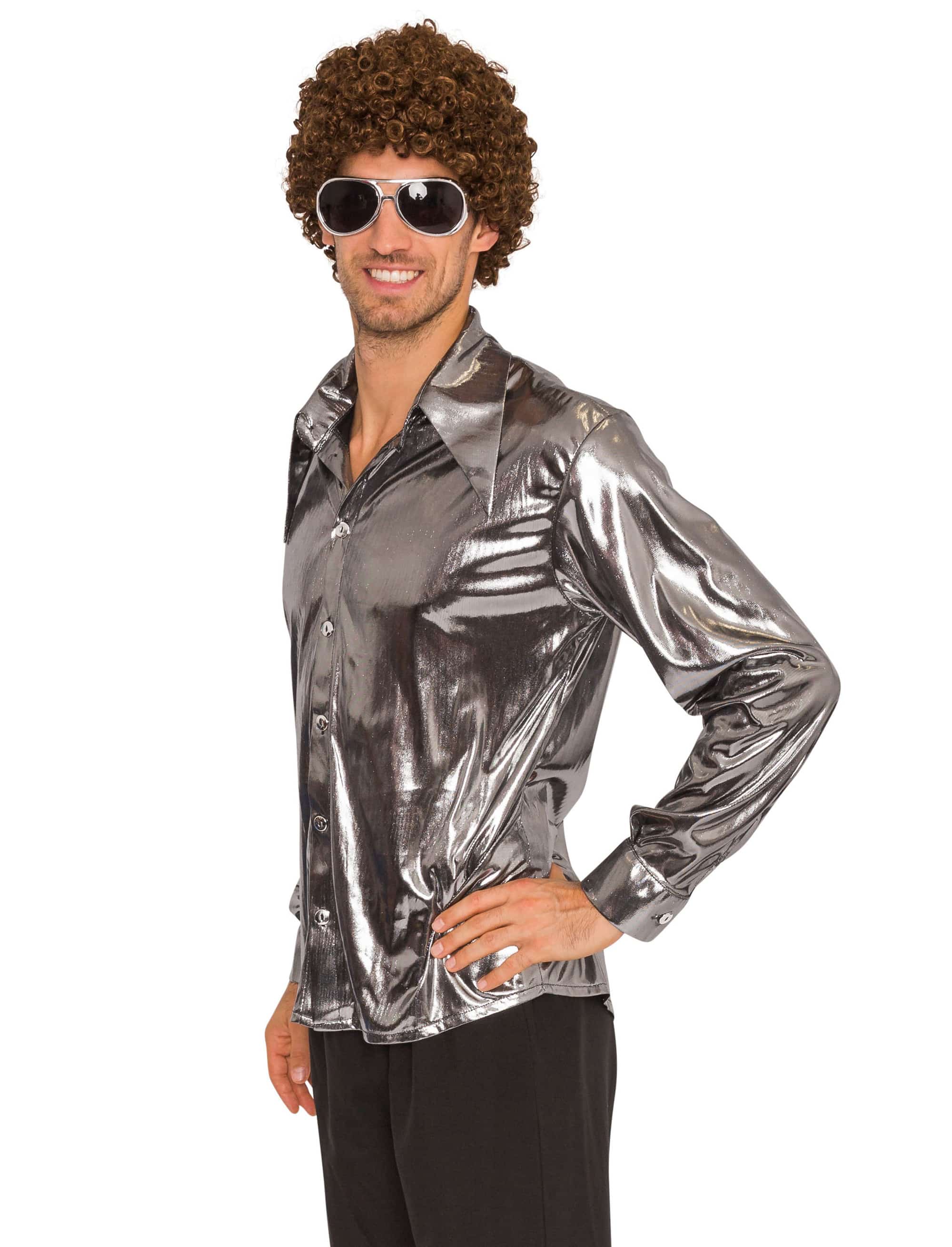 Hemd Herren metallic silber XL