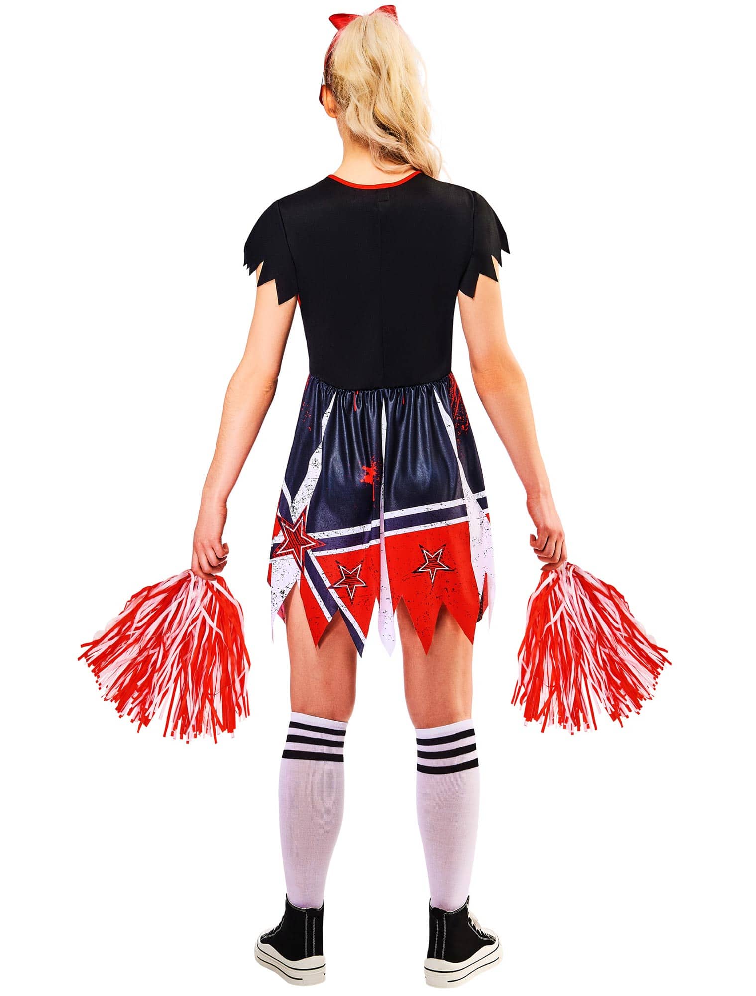 Kleid Zombie Cheerleader 2-tlg. Damen schwarz/weiß/rot L