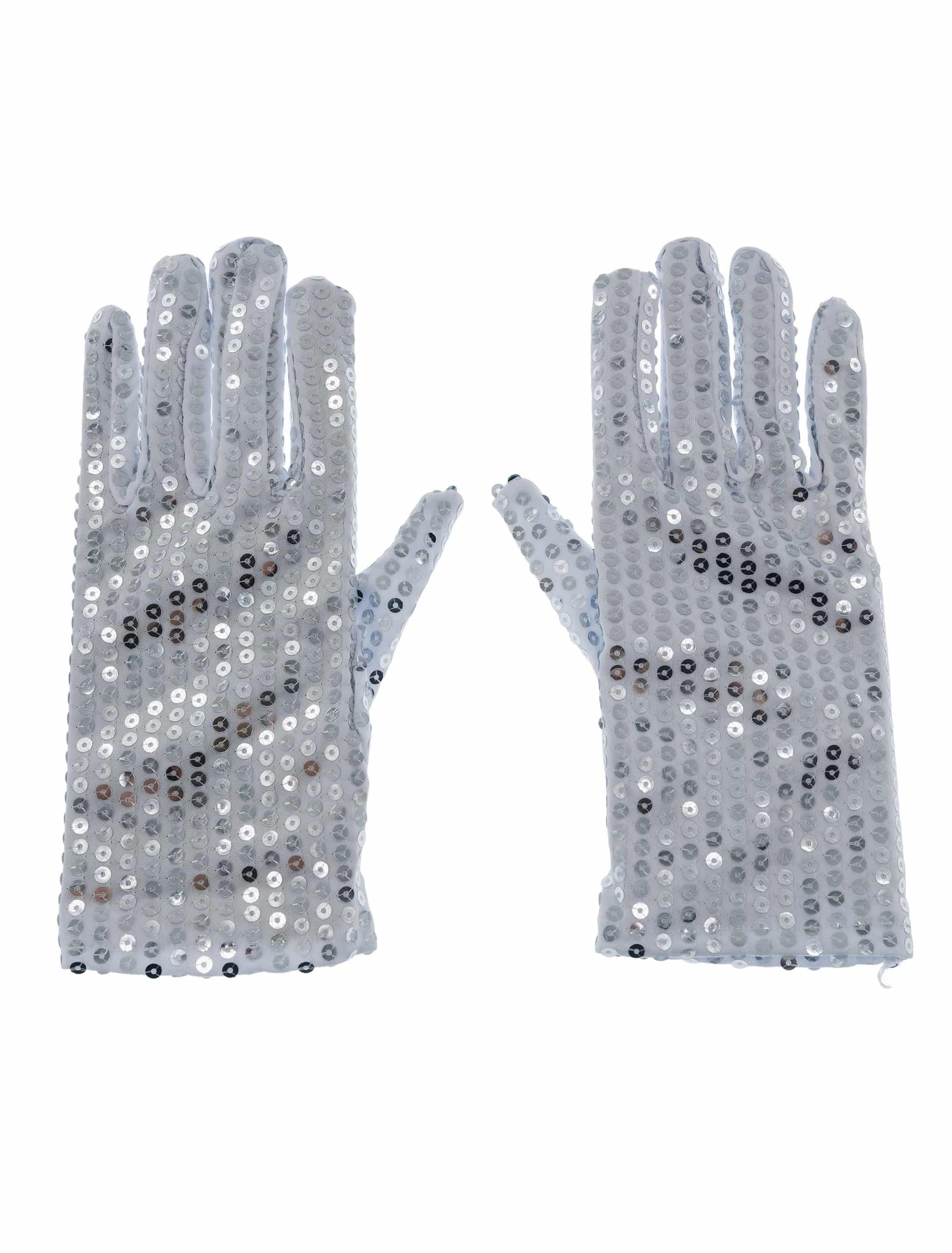 Handschuhe Pailletten silber one size