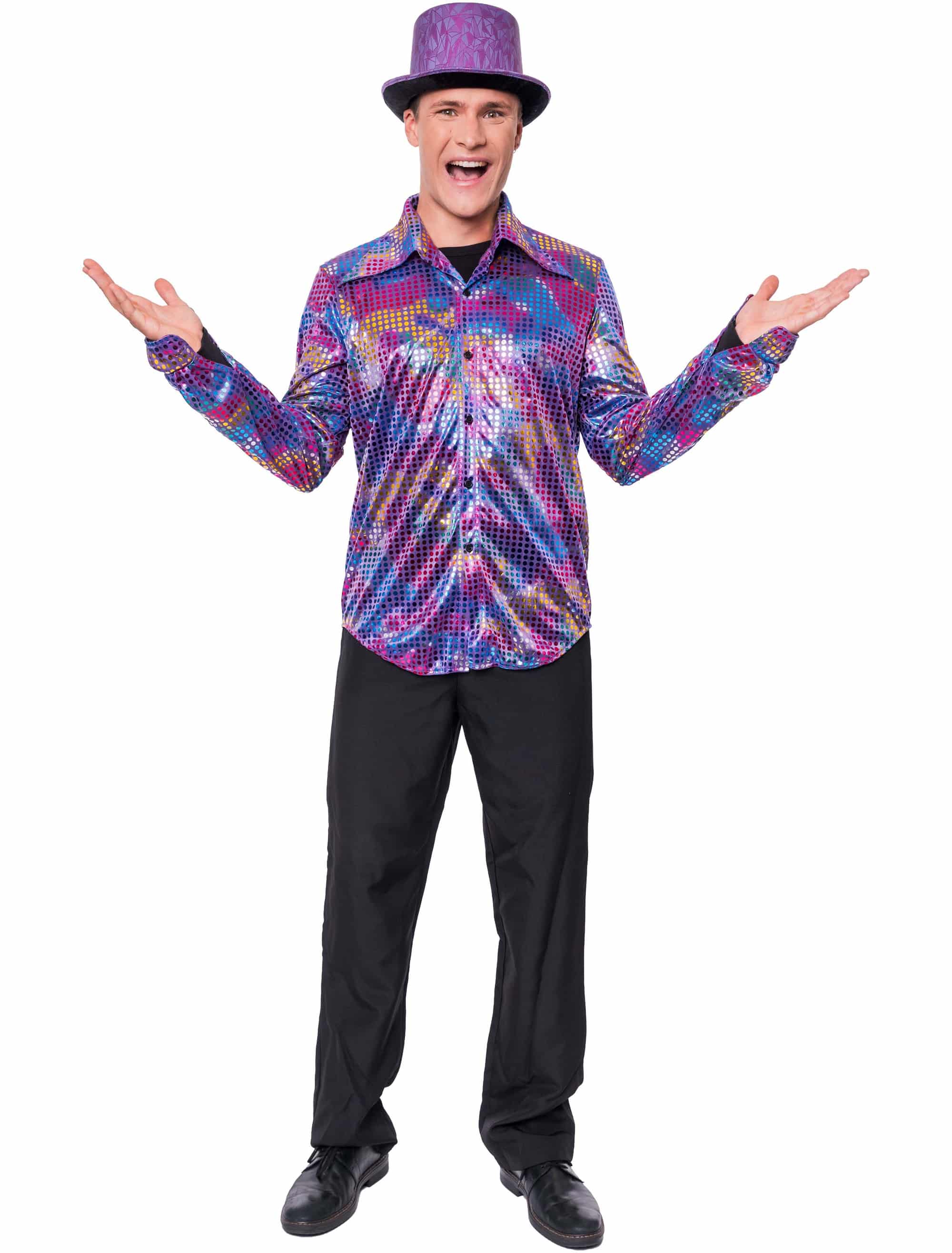 Hemd Disco Gepunktet Herren lila M/L