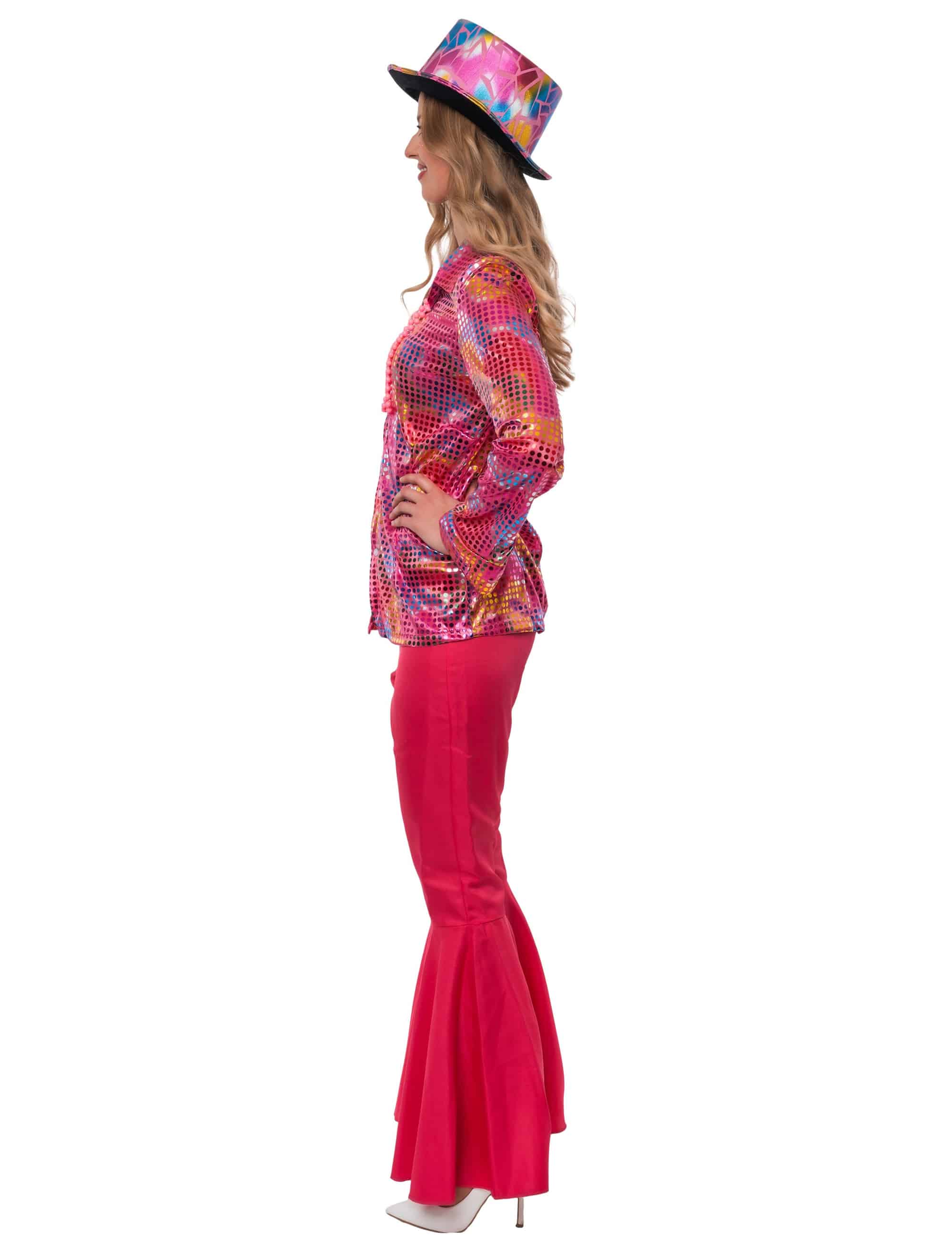 Bluse Disco Gepunktet Damen pink S/M