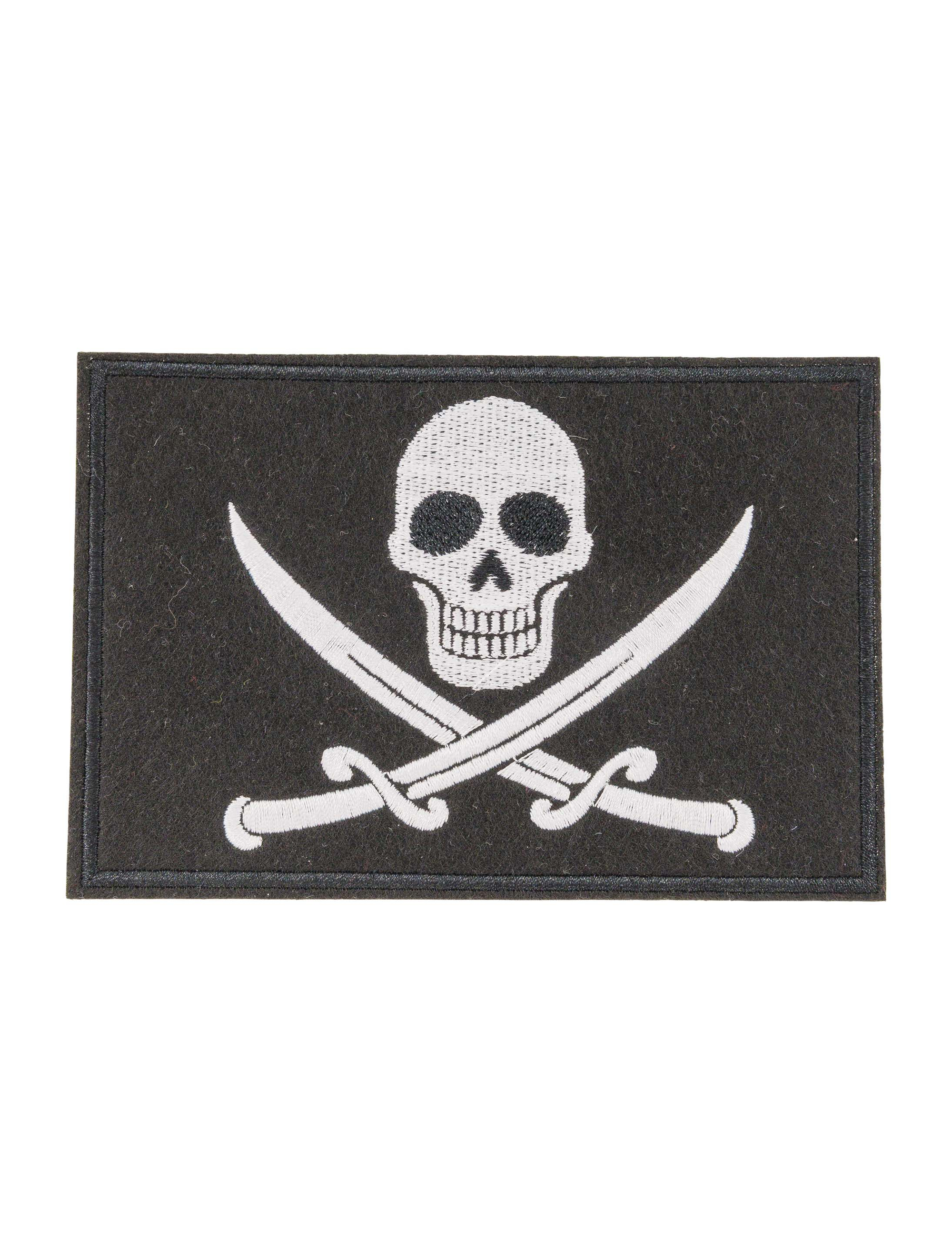 Bügelpatch Piratenflagge 13cm schwarz/weiß