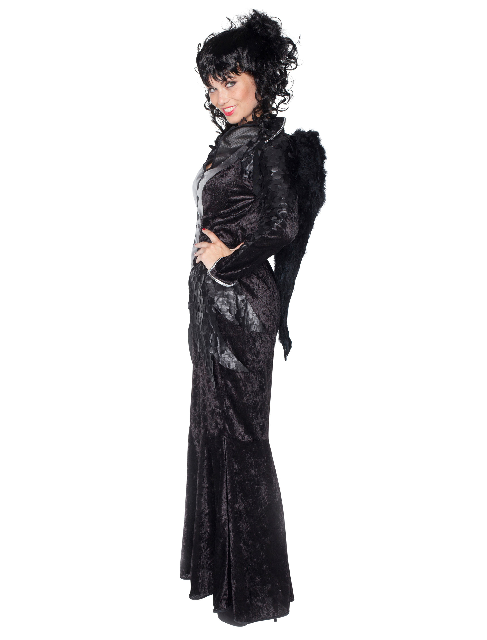 Kleid Hexe Damen silber/schwarz 36