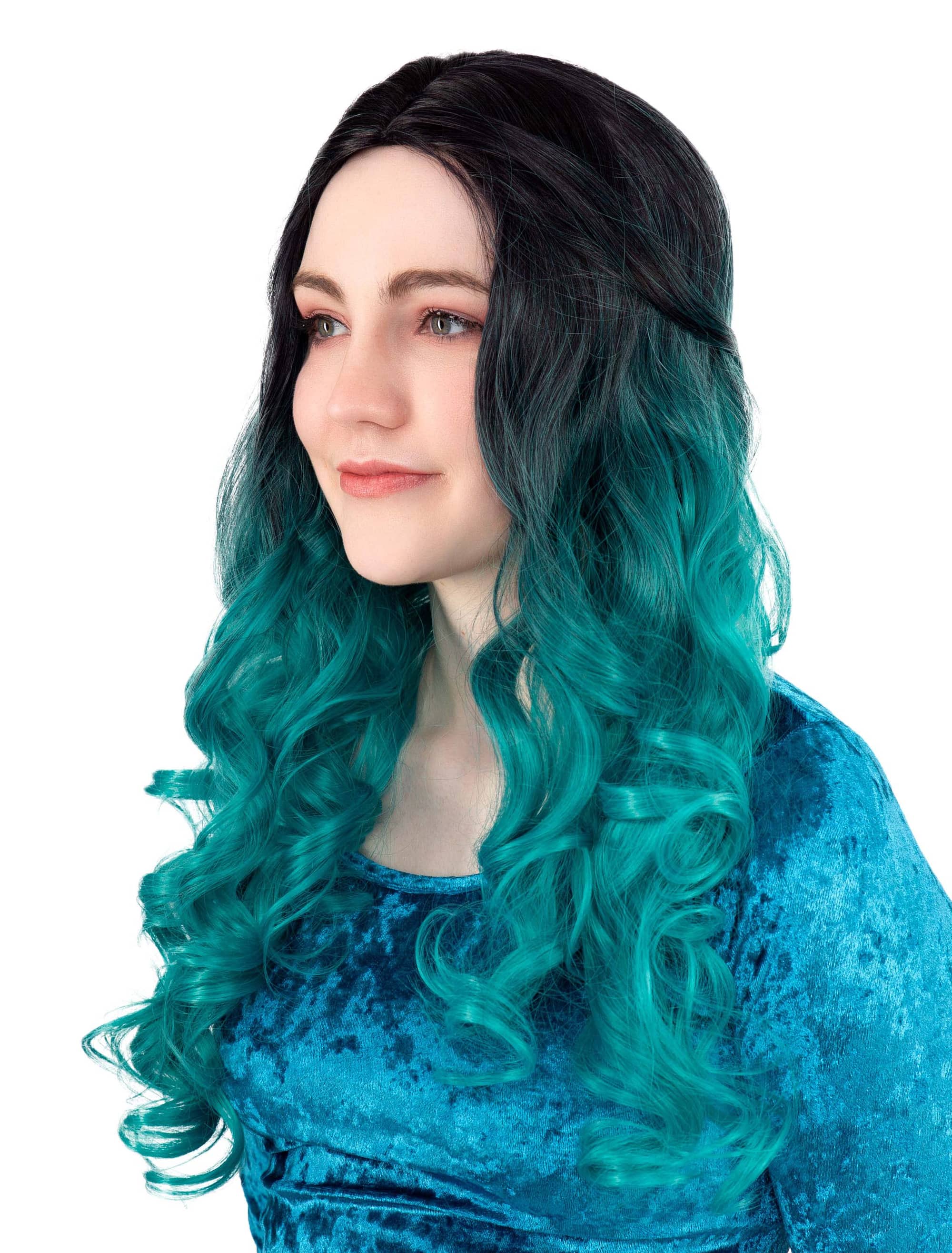 Perücke Langhaar Balayage schwarz/grün