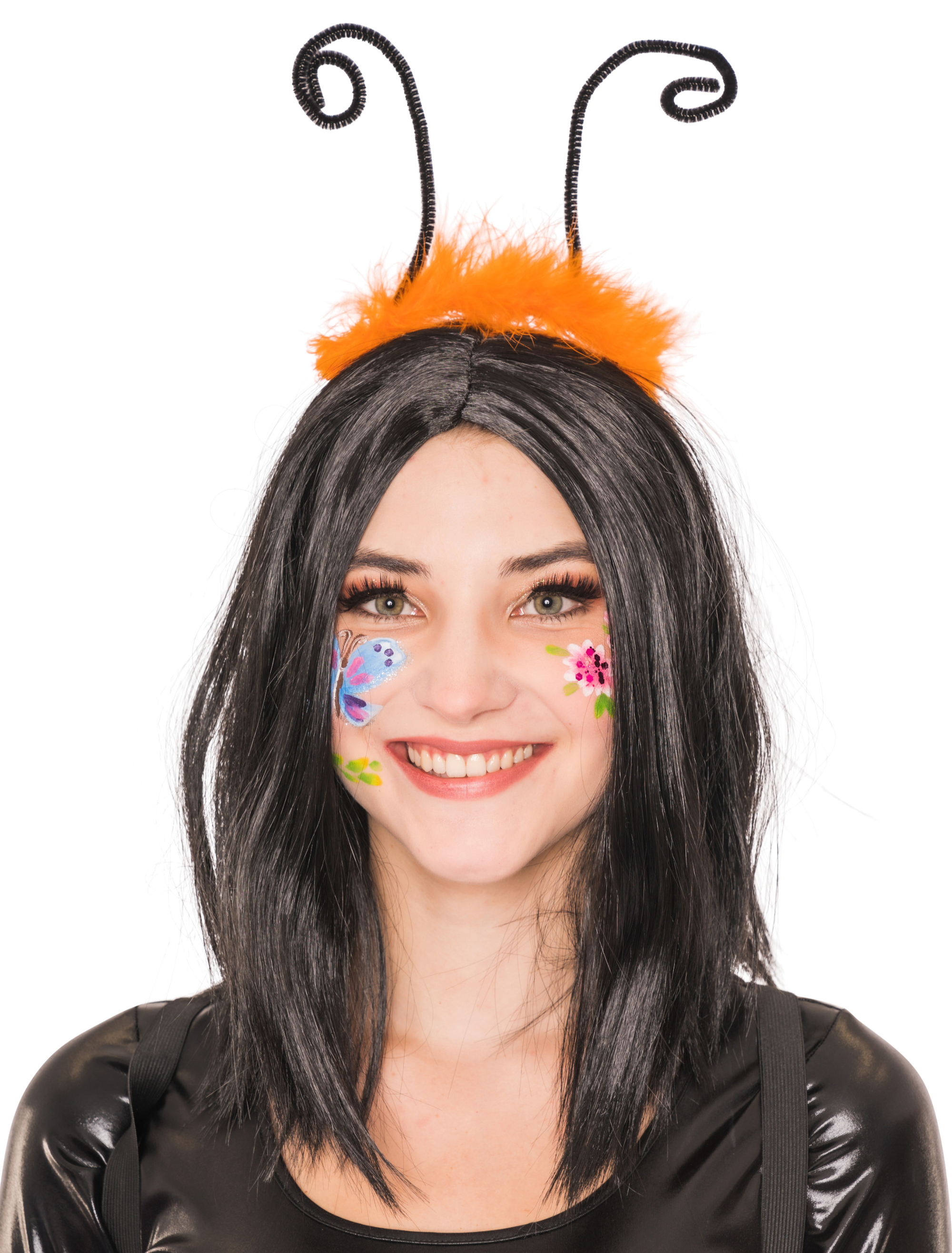 Haarreif Schmetterling mit Federn orange
