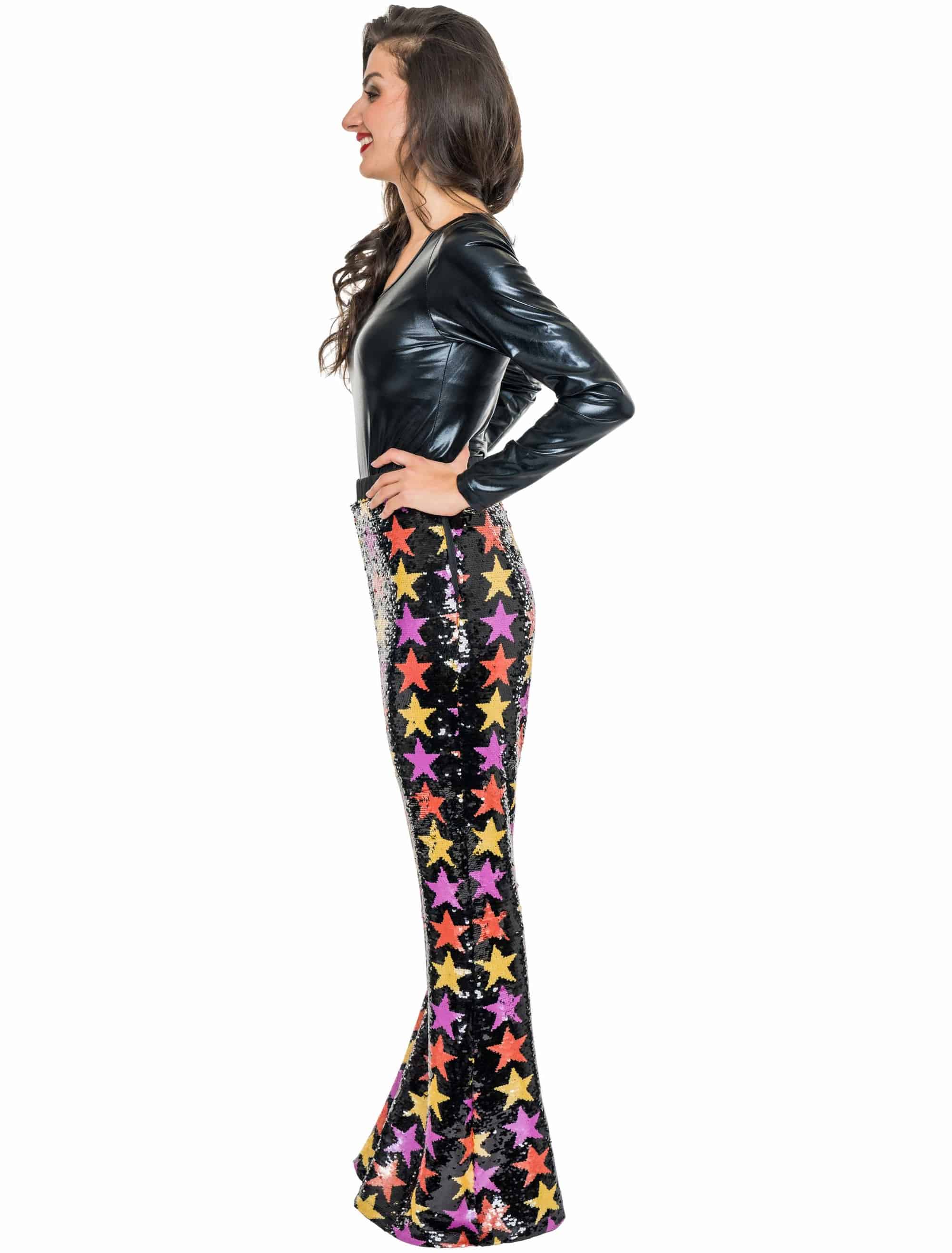 Hose mit Pailletten Sterne Damen bunt S