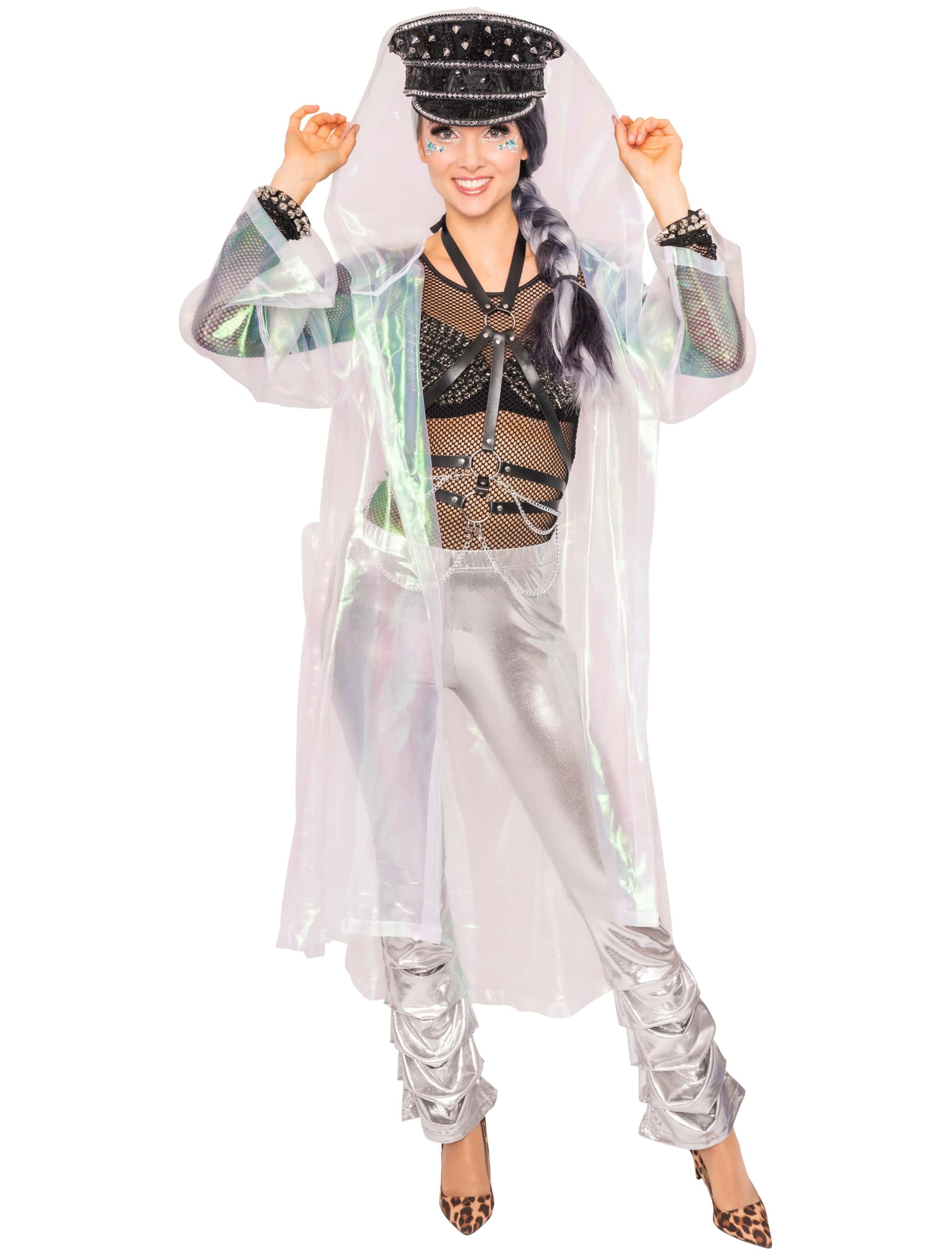 Festivalmantel transparent mehrfarbig one size