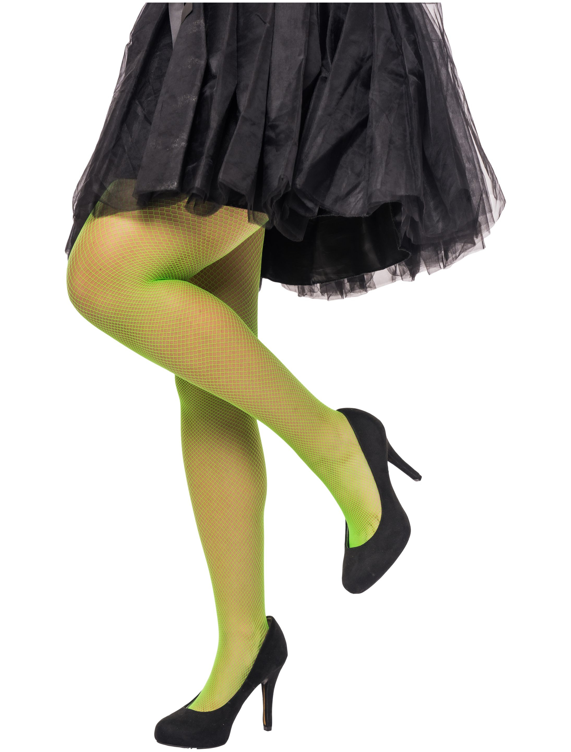 Netzstrumpfhose fein Damen neongrün S/M