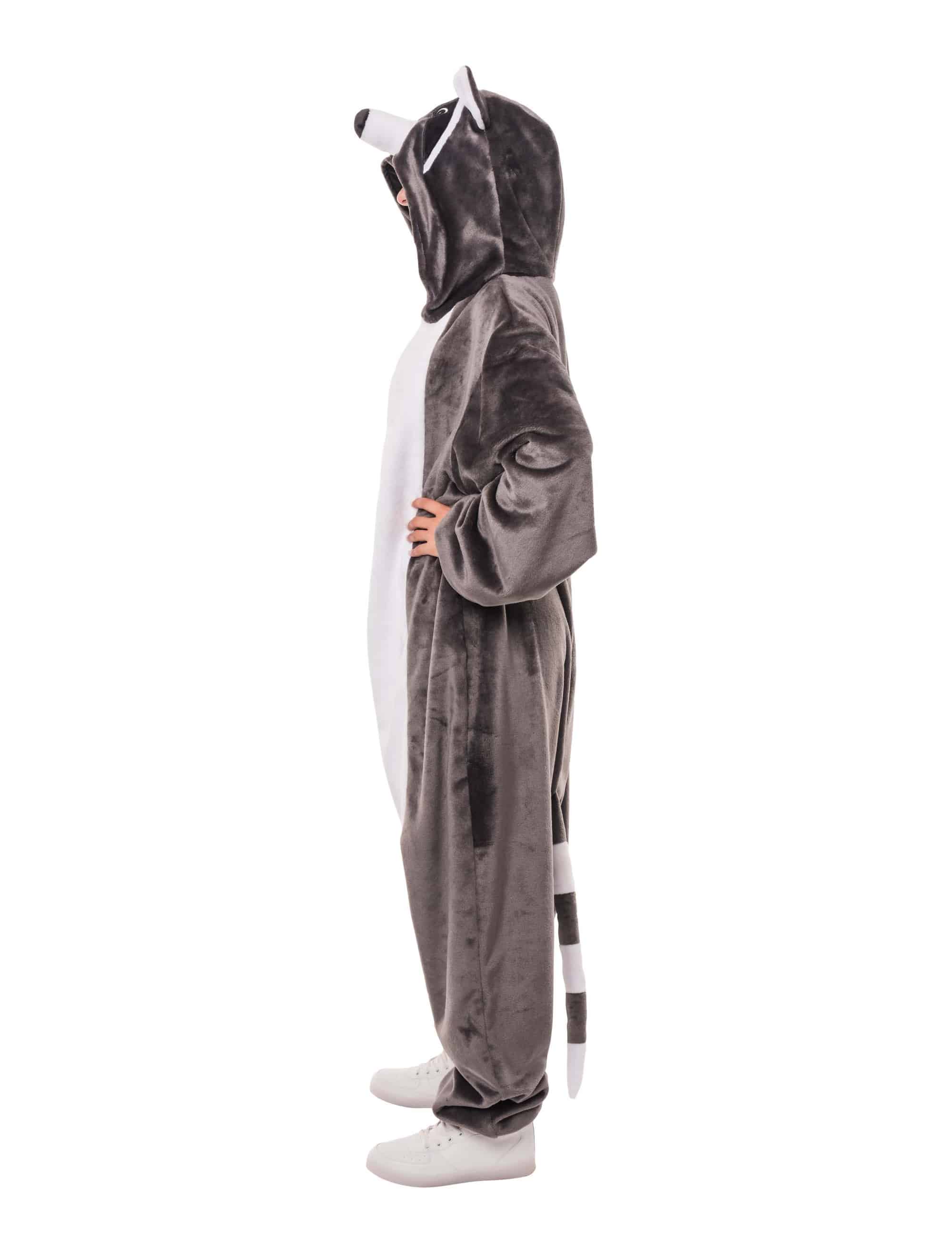 Overall Plüsch Waschbär Damen schwarz/weiß 34/36
