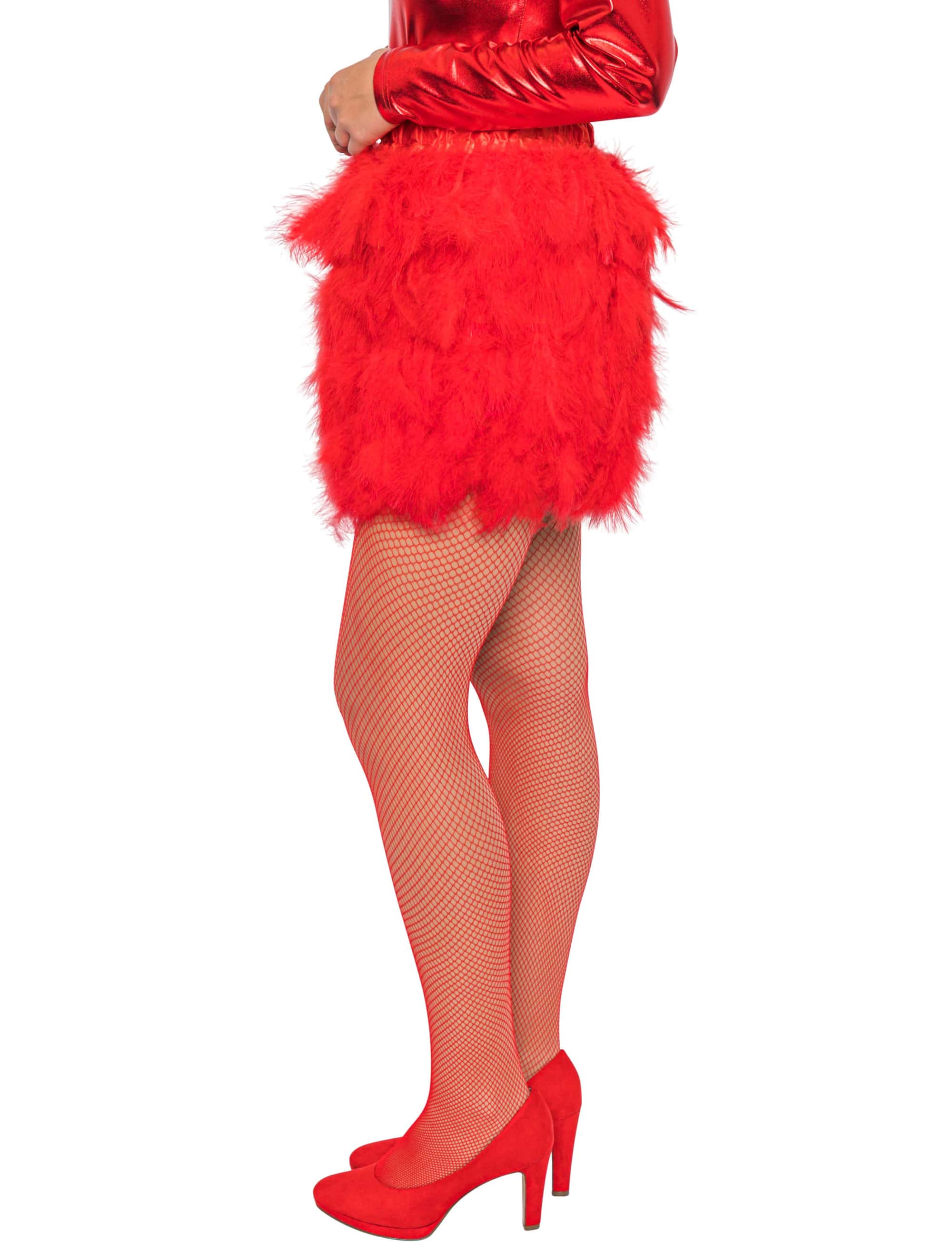 Rock mit Federn Damen rot one size