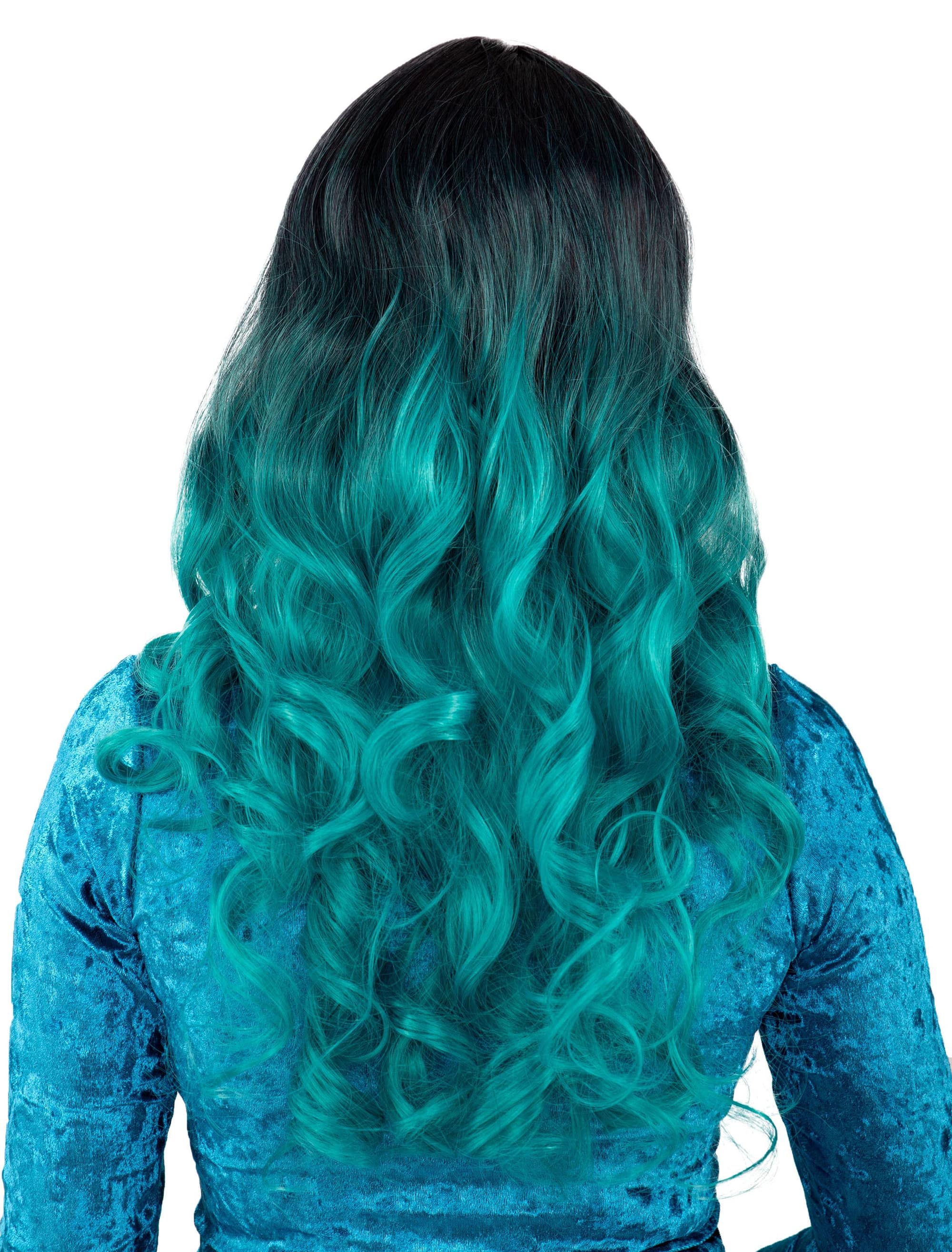 Perücke Langhaar Balayage schwarz/grün