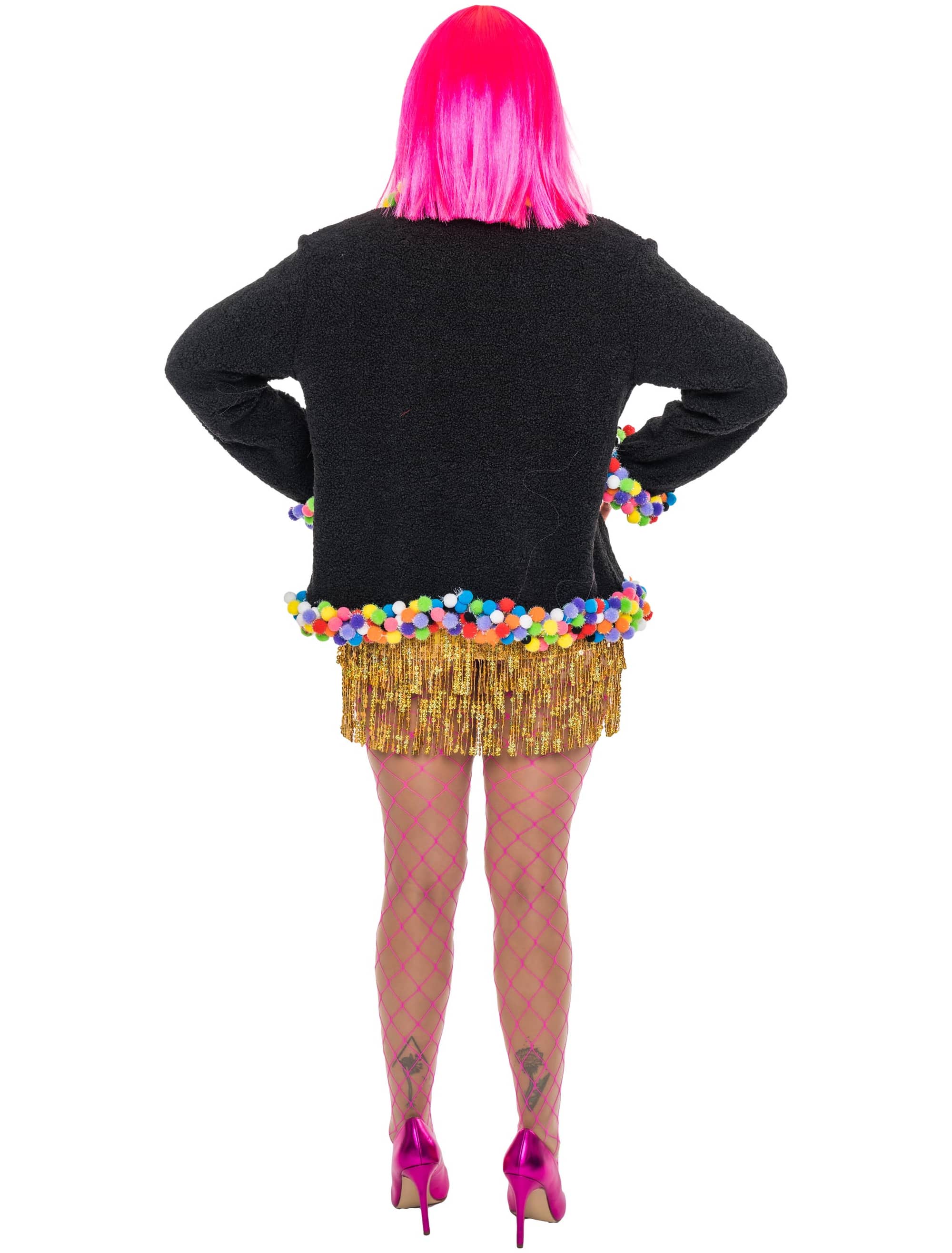Jacke mit Pompoms Damen bunt S-M