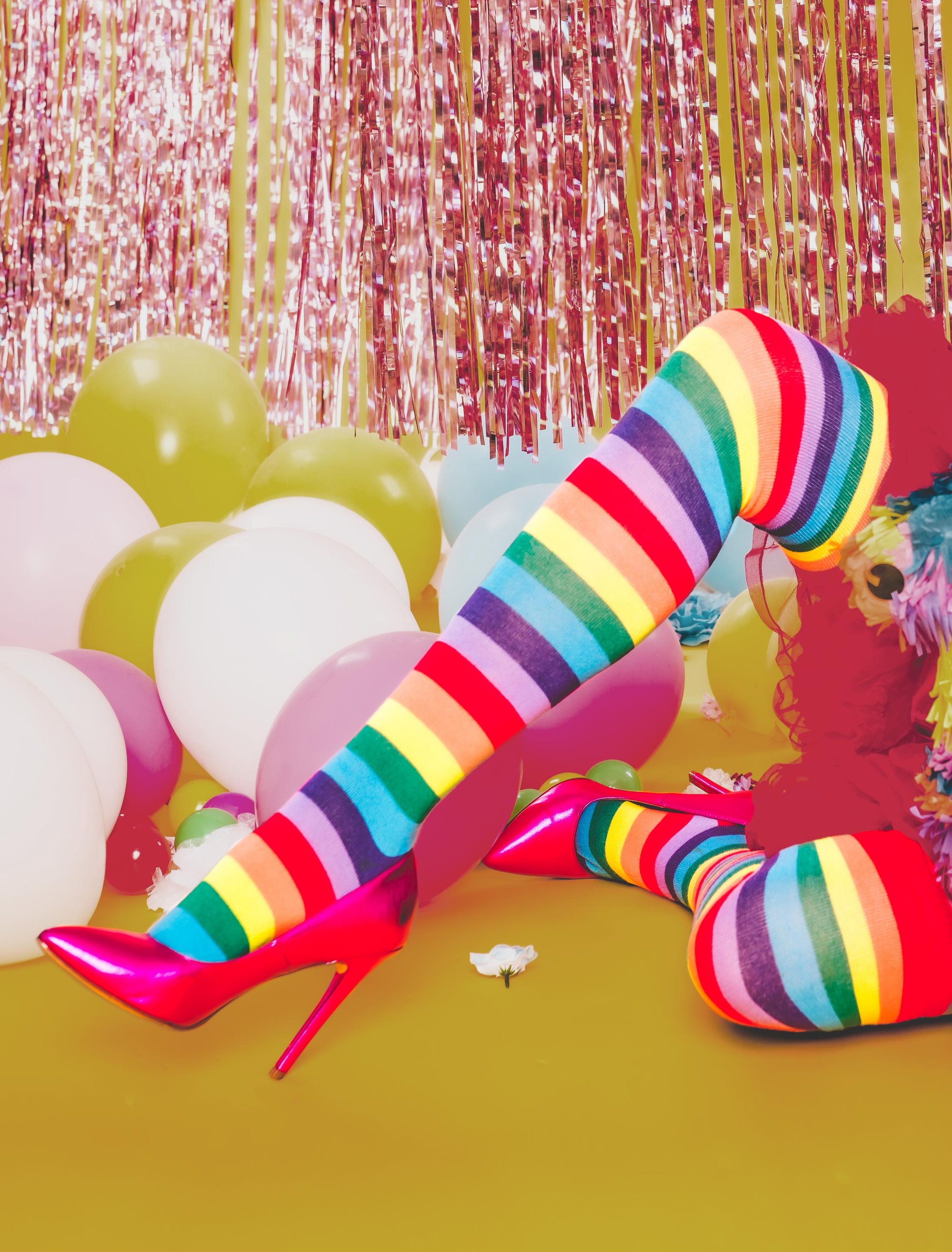 Overknees Regenbogen