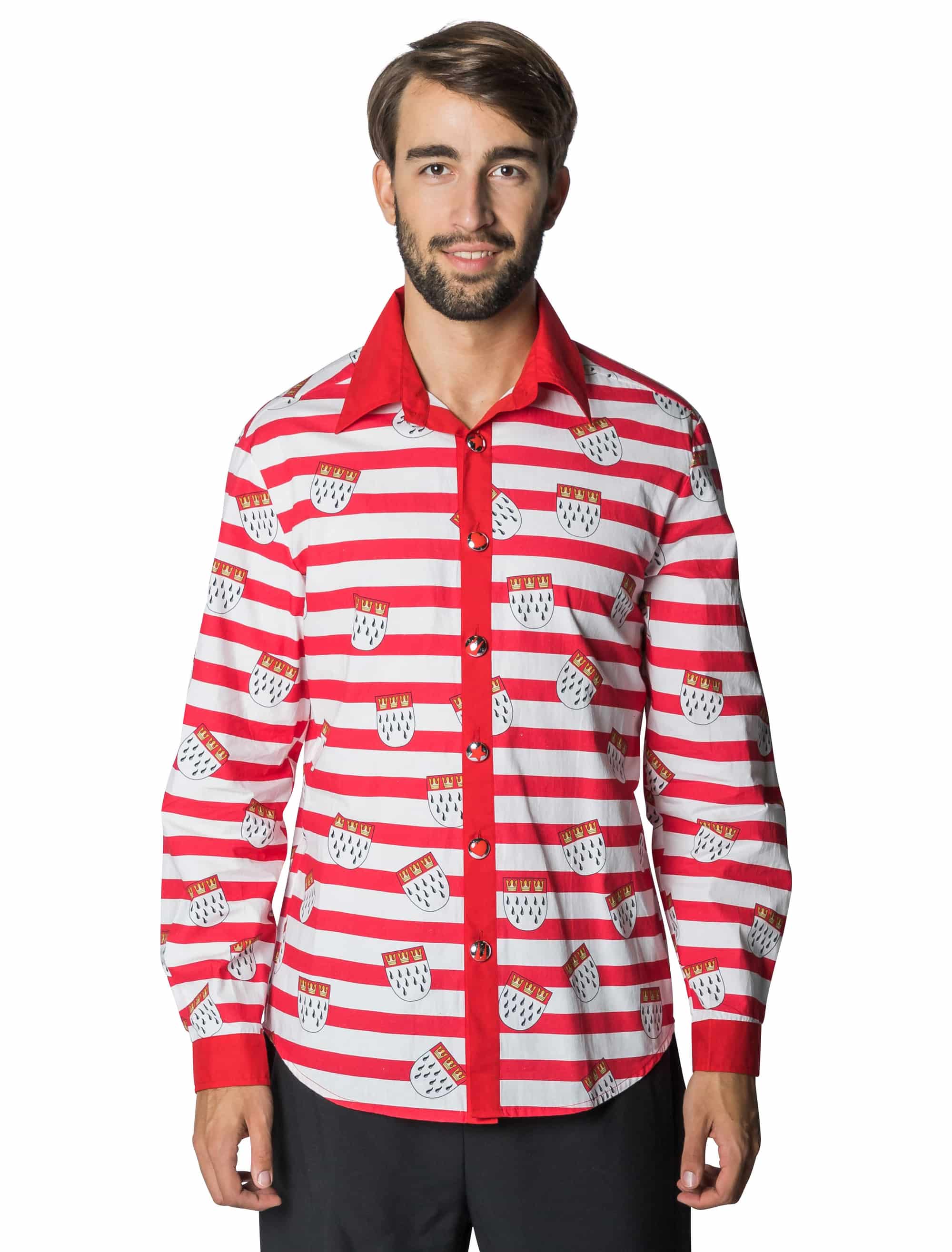 Hemd langarm Wappen Herren rot/weiß S