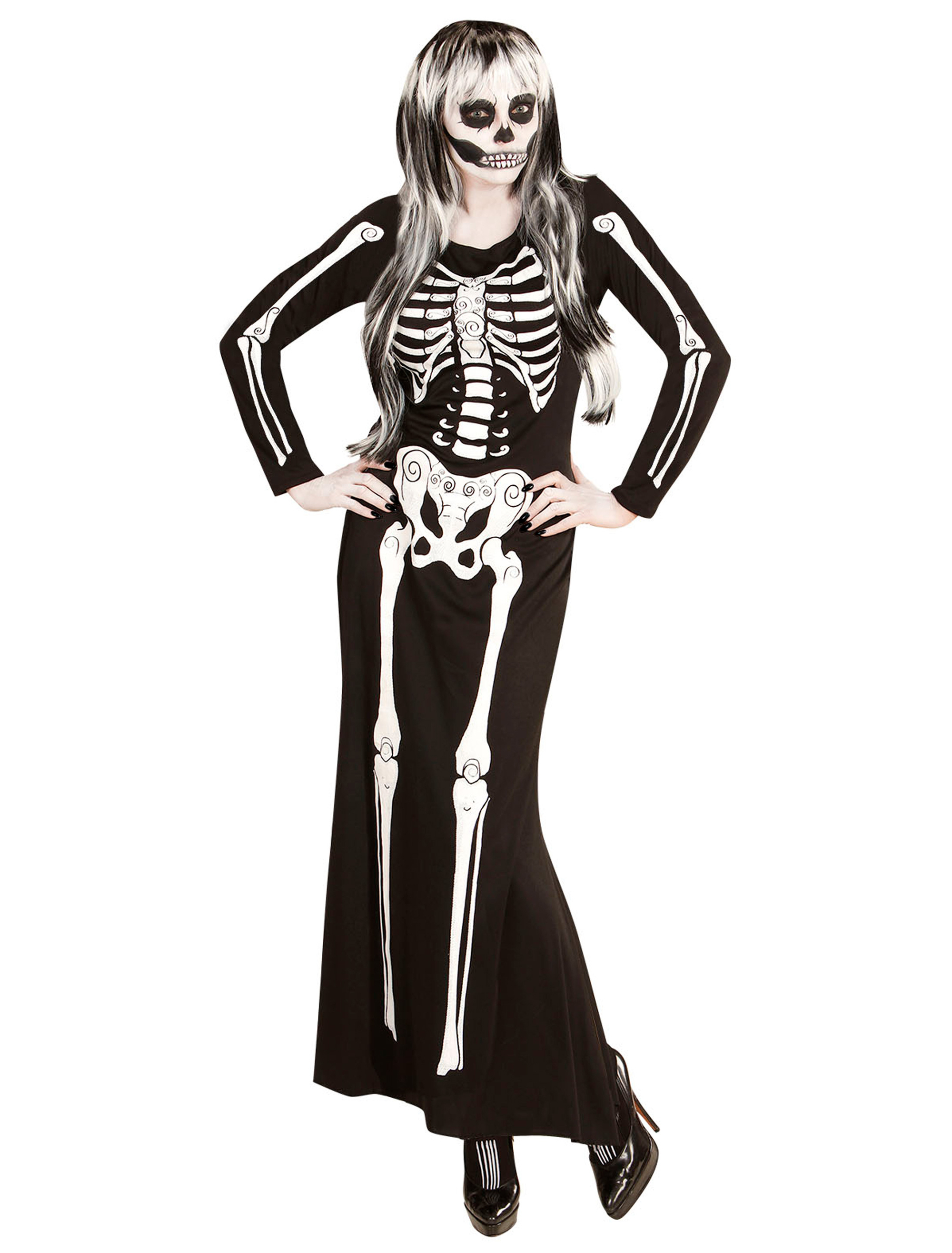 Kleid Skelett lang