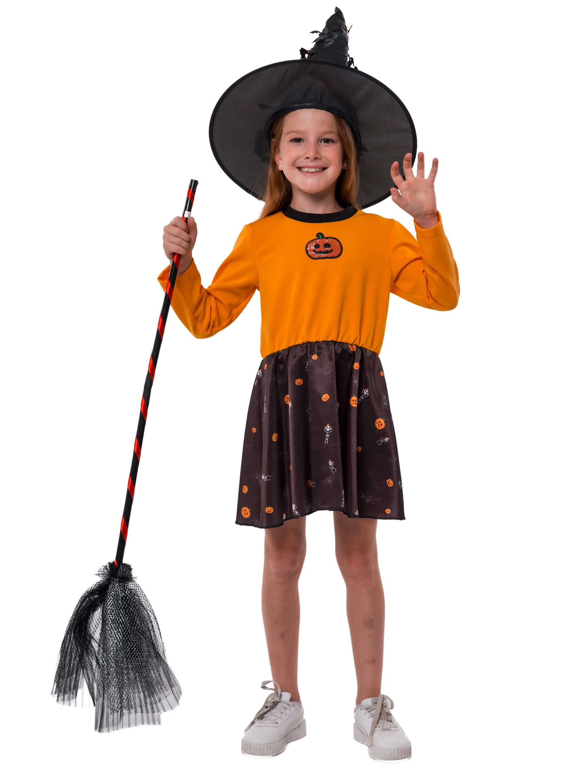 Kleid Kürbis Kinder orange/schwarz 104/116