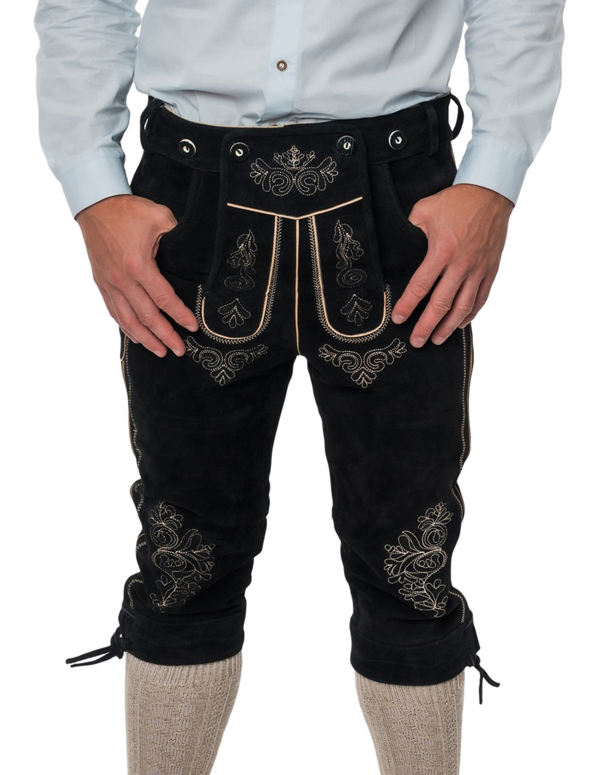 Lederhose Josef 3/4 lang Herren schwarz 4XL
