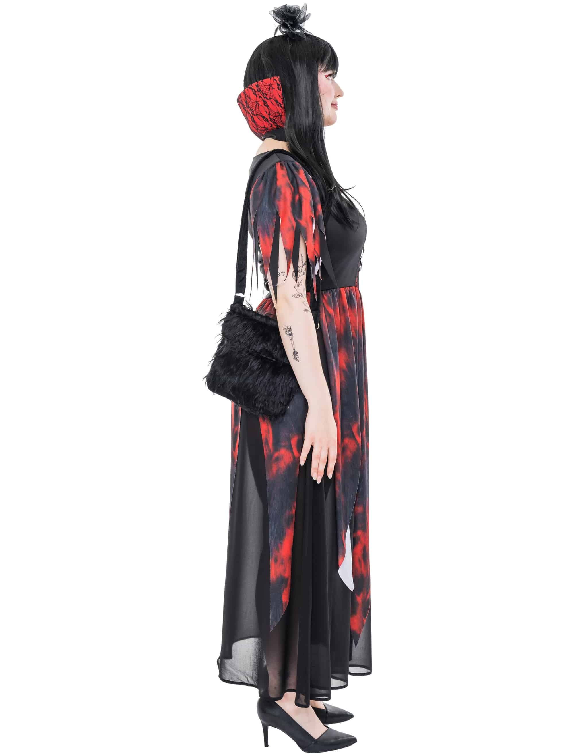 Kleid mit Stehkragen schwarz/rot 4XL/5XL