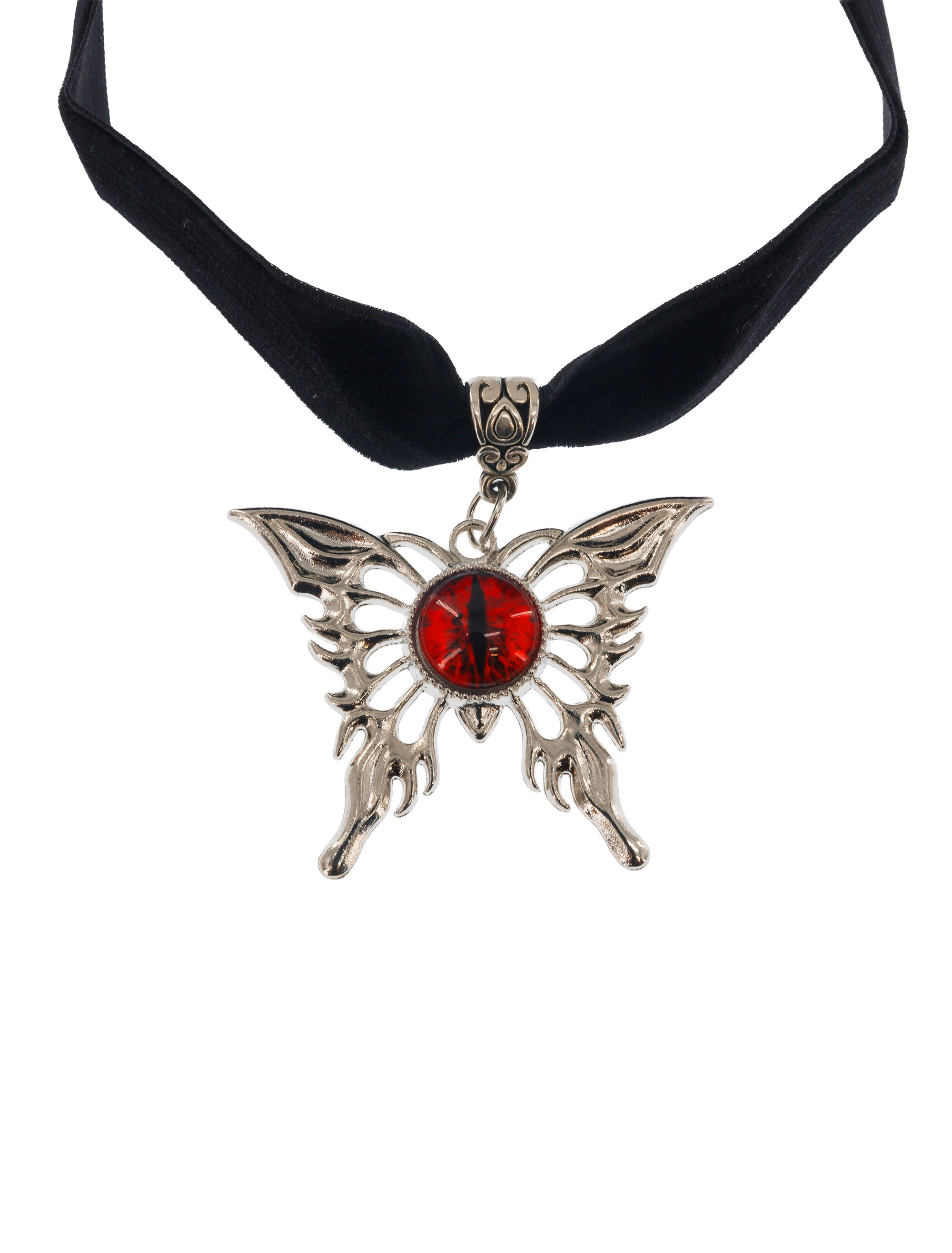 Choker Schmetterling mit Drachenauge schwarz/silber