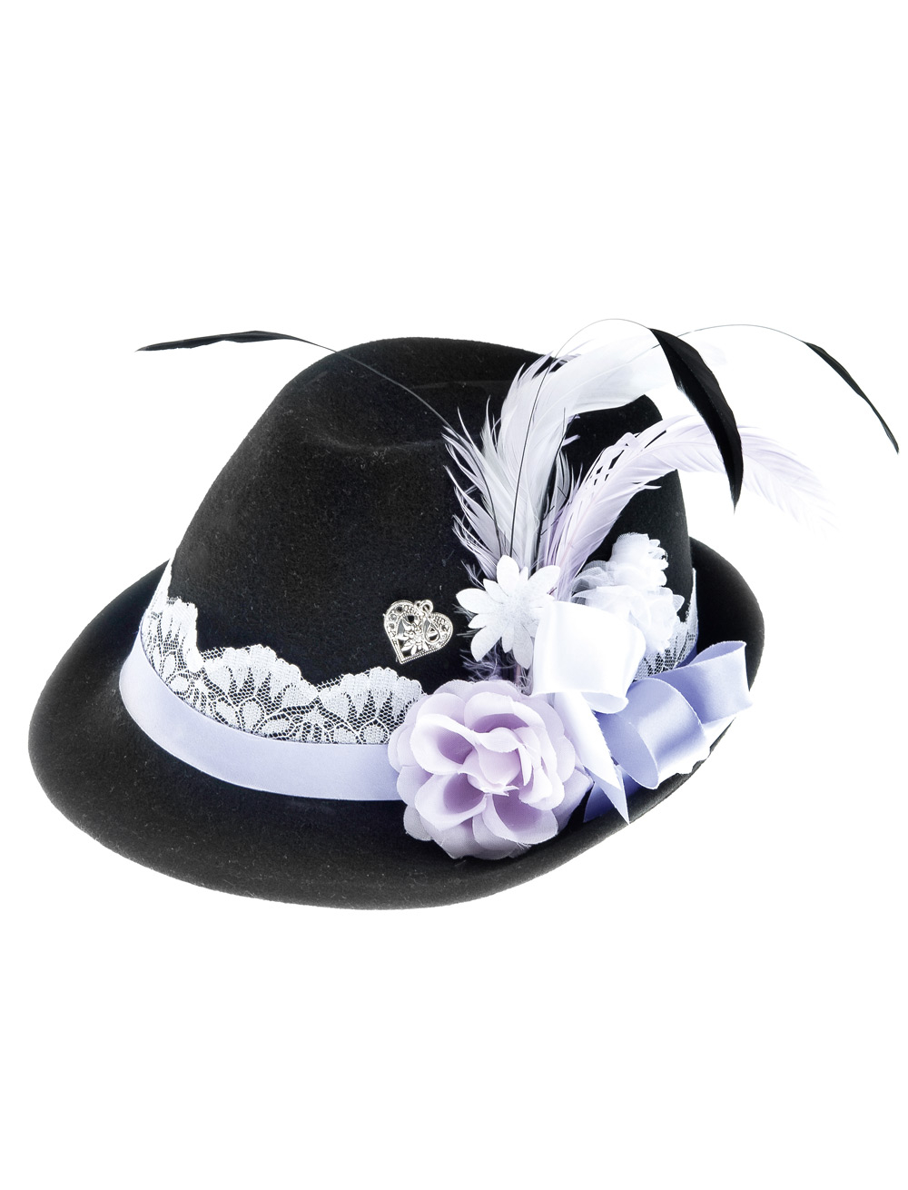Trachtenhut Wollfilz schwarz/lila 57