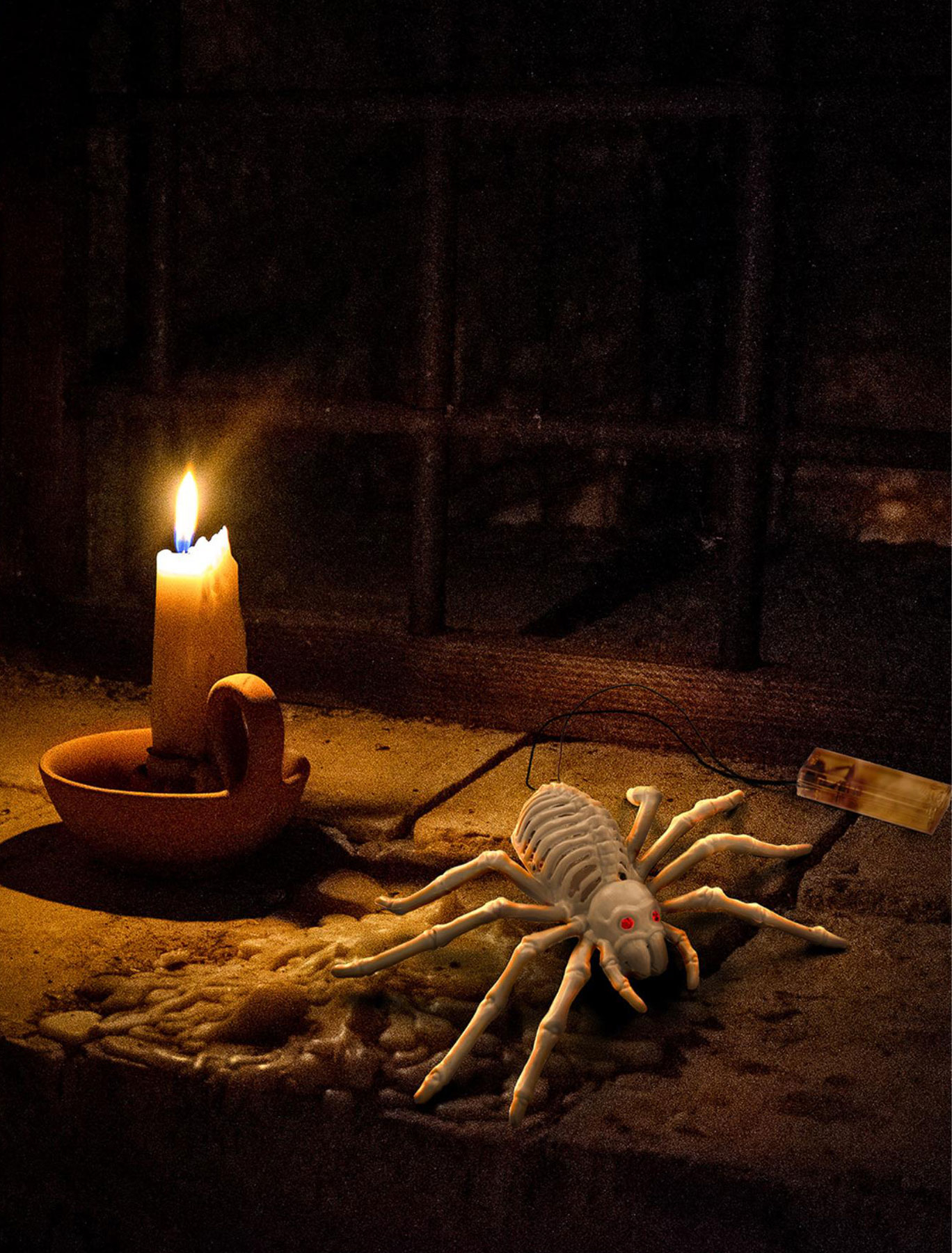 Spinne leuchtend 23cm weiß