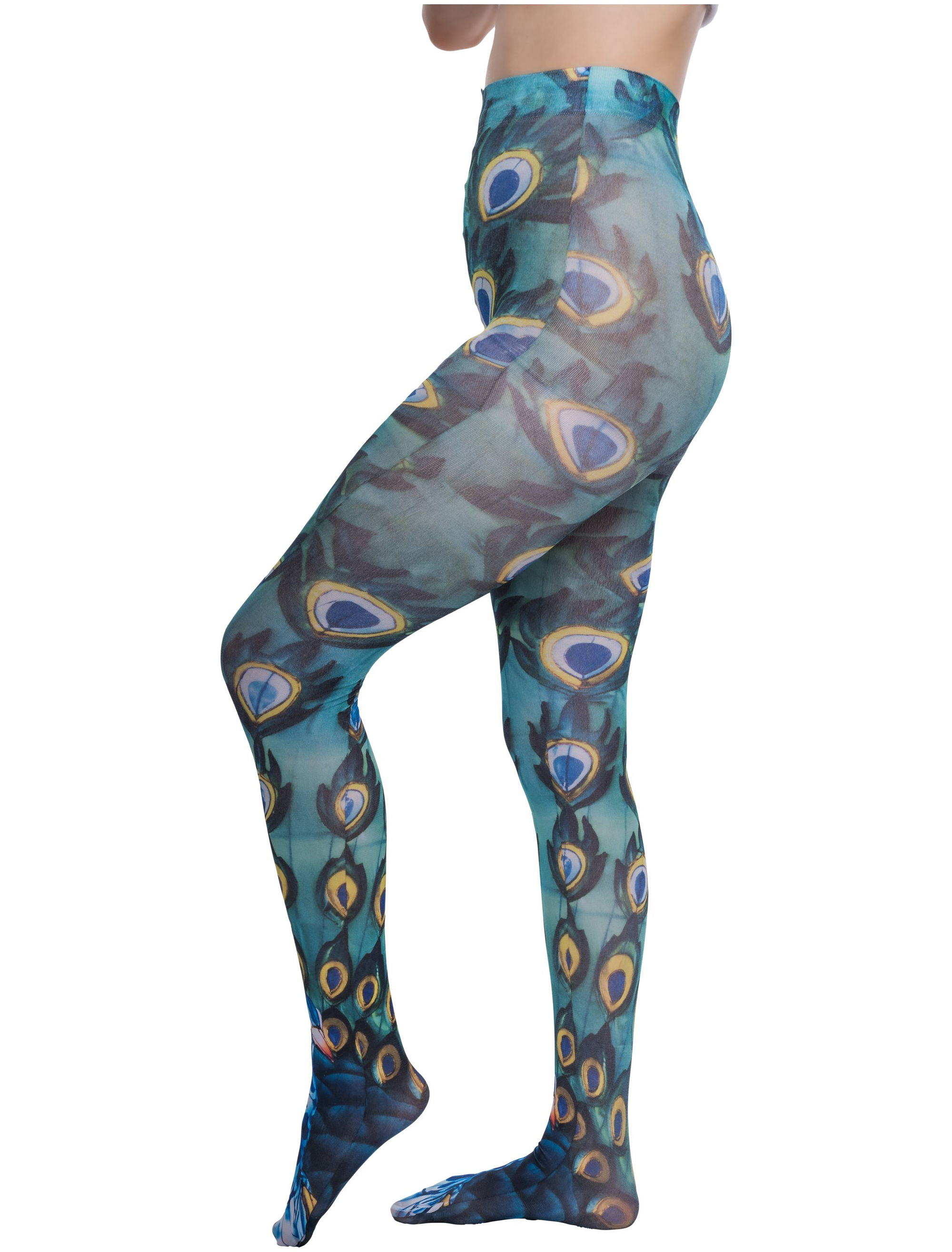 Strumpfhose Pfau Animal print blau/grün one size