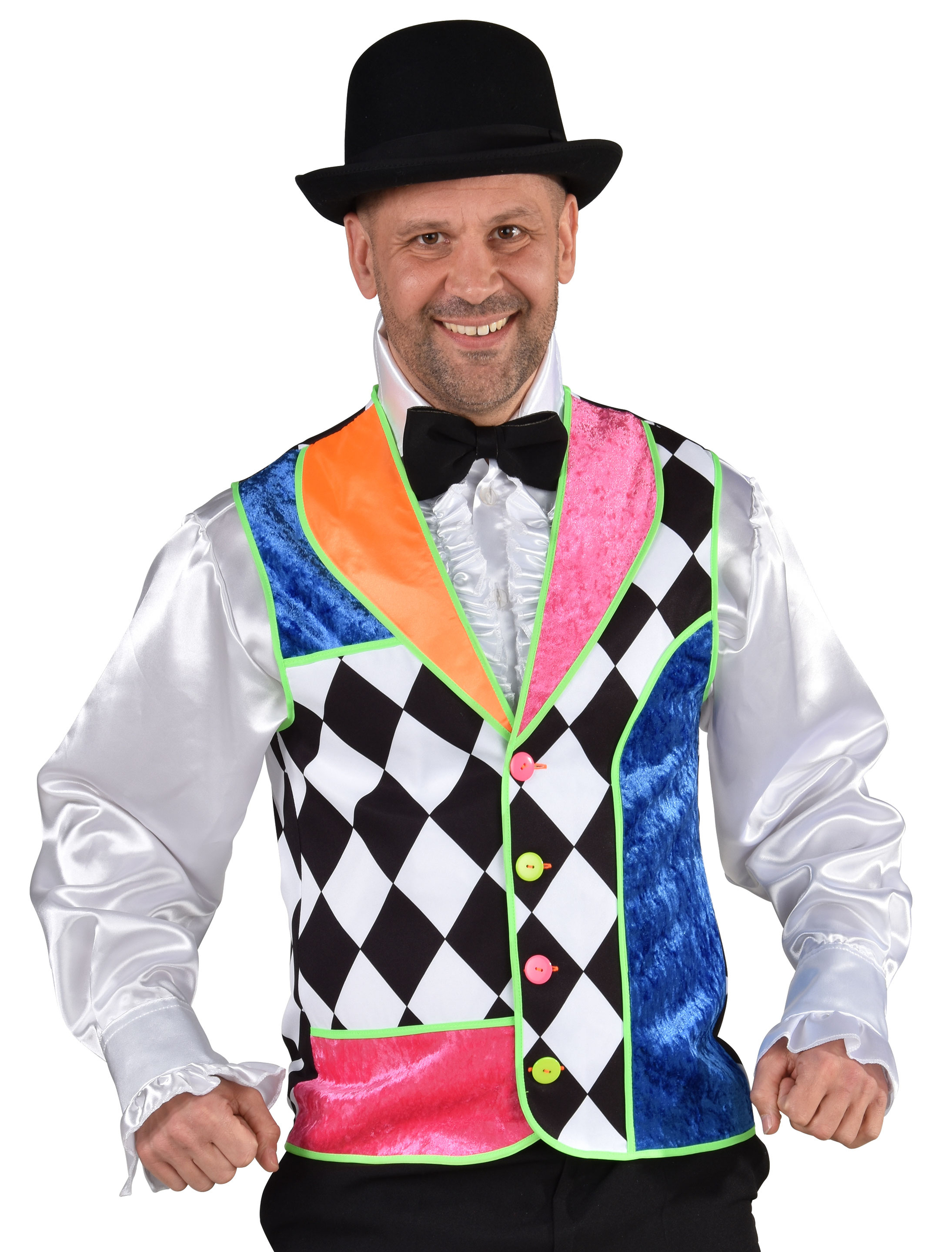 Weste Harlekin Herren schwarz/weiß S