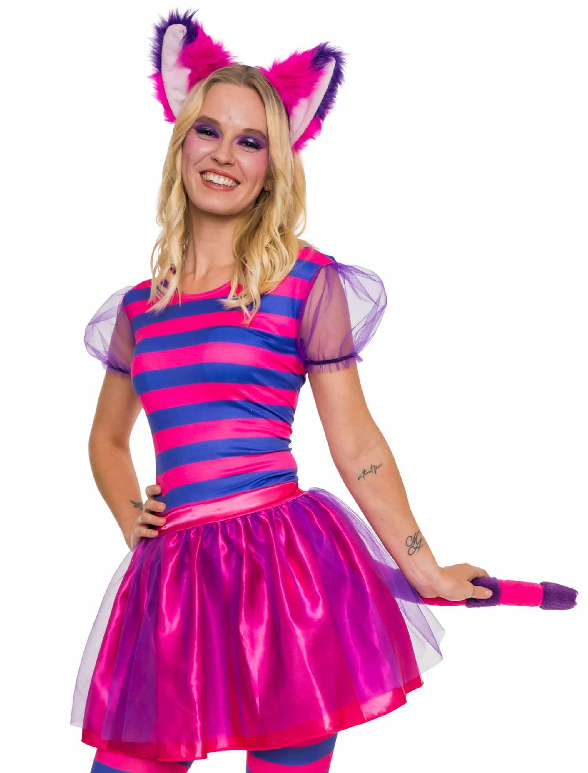 Set lachende Katze 2tlg. pink/lila
