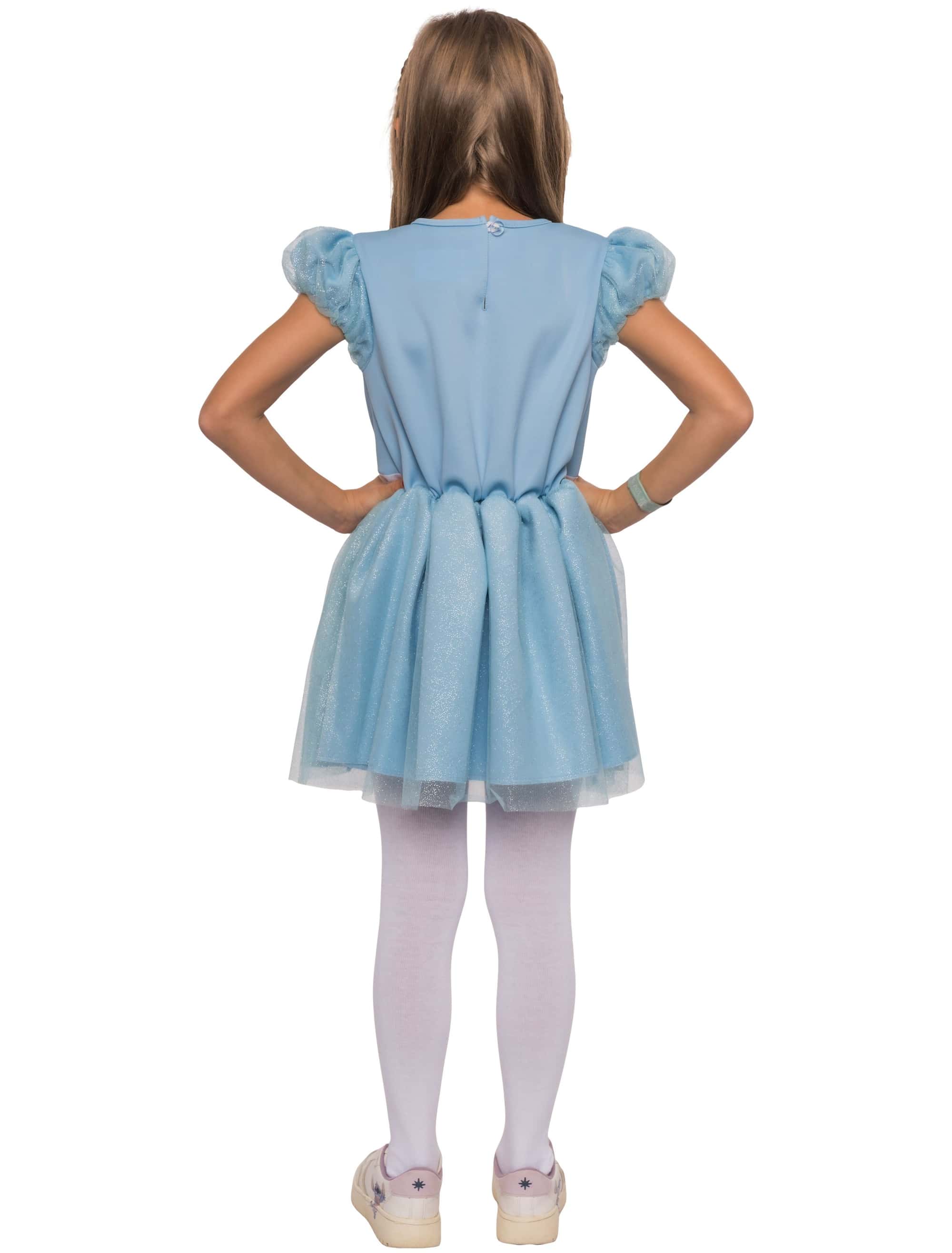 Kleid Cinderalla Unifarben Mädchen blau 116/128
