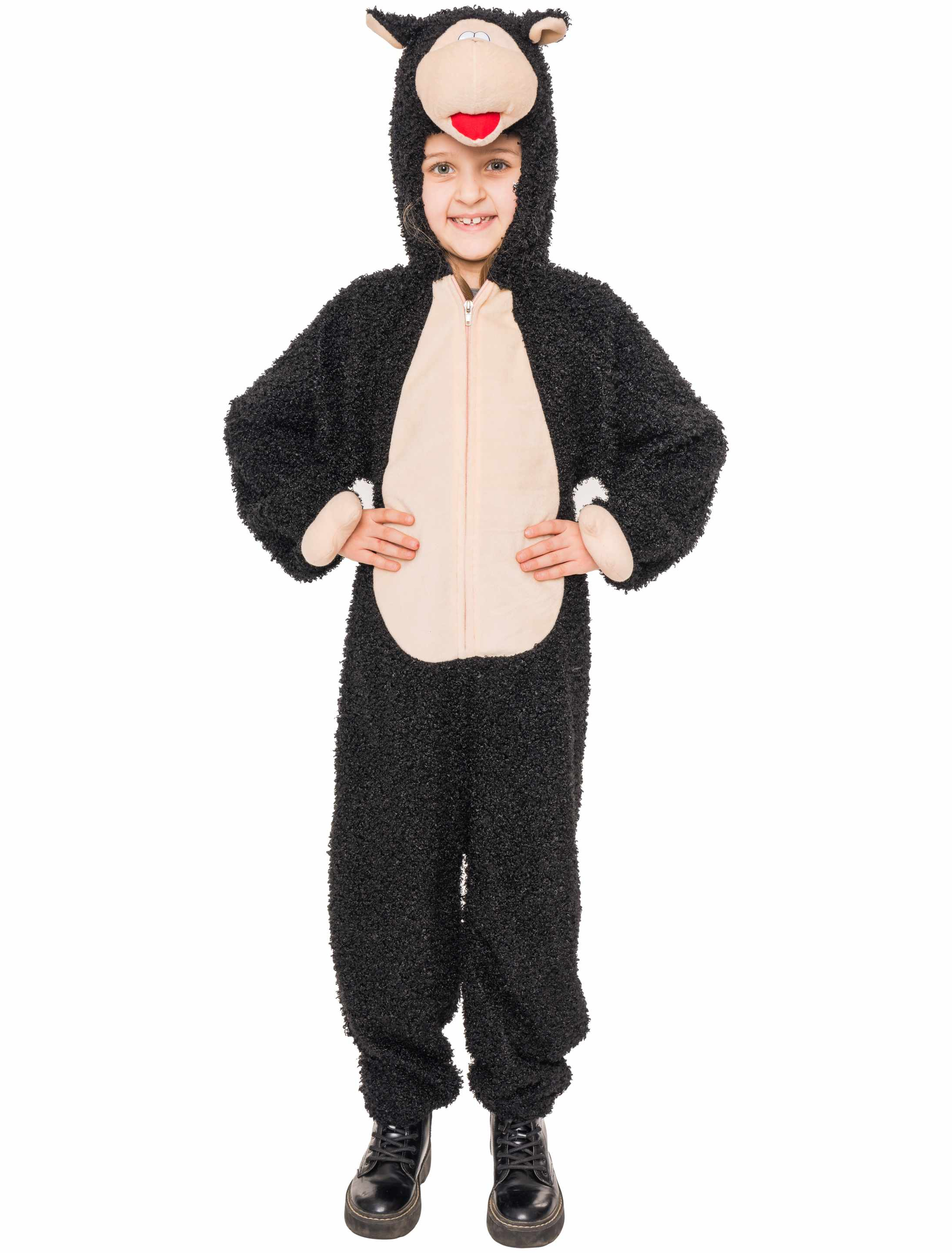 Overall Plüsch Schaf schwarz 116/128
