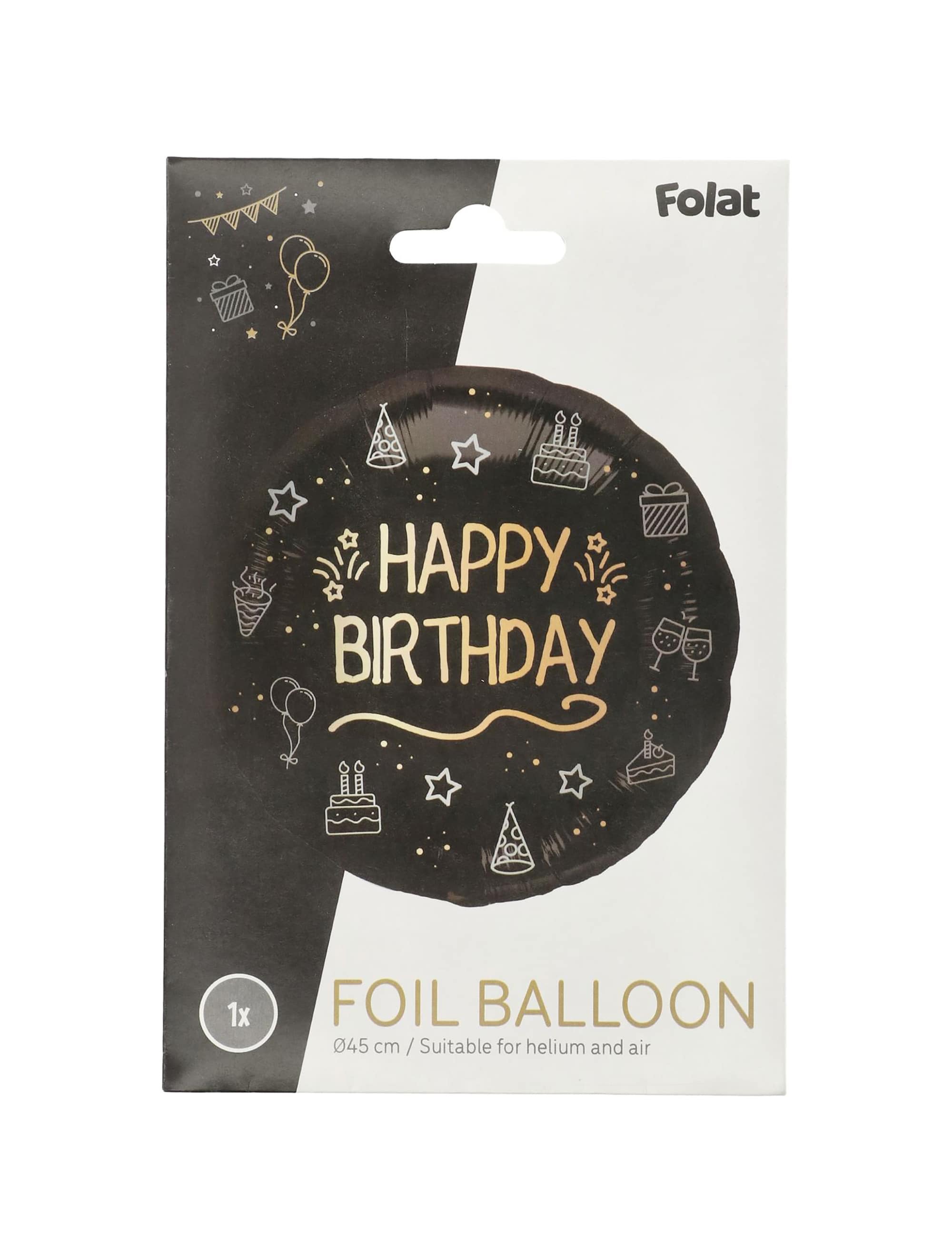 Folienballon Happy birthday S schwarz