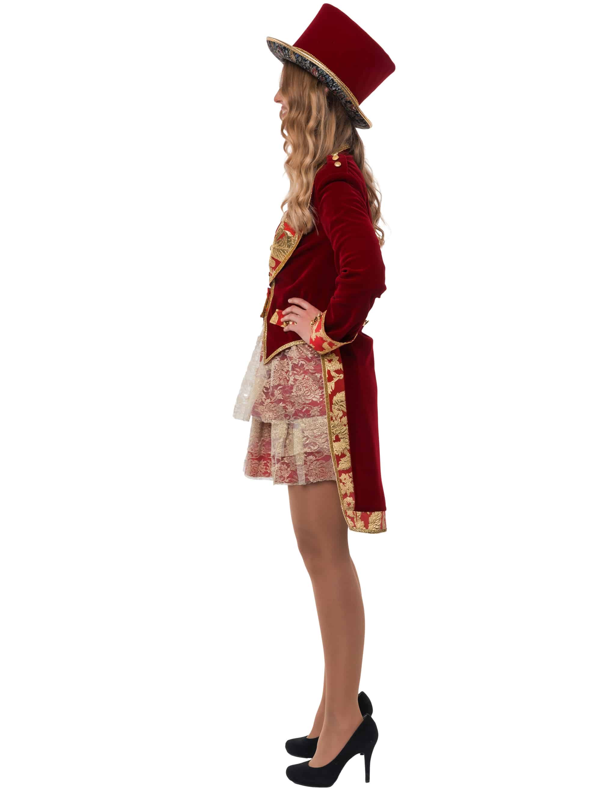 Frack Barock Samt Damen rot/gold S