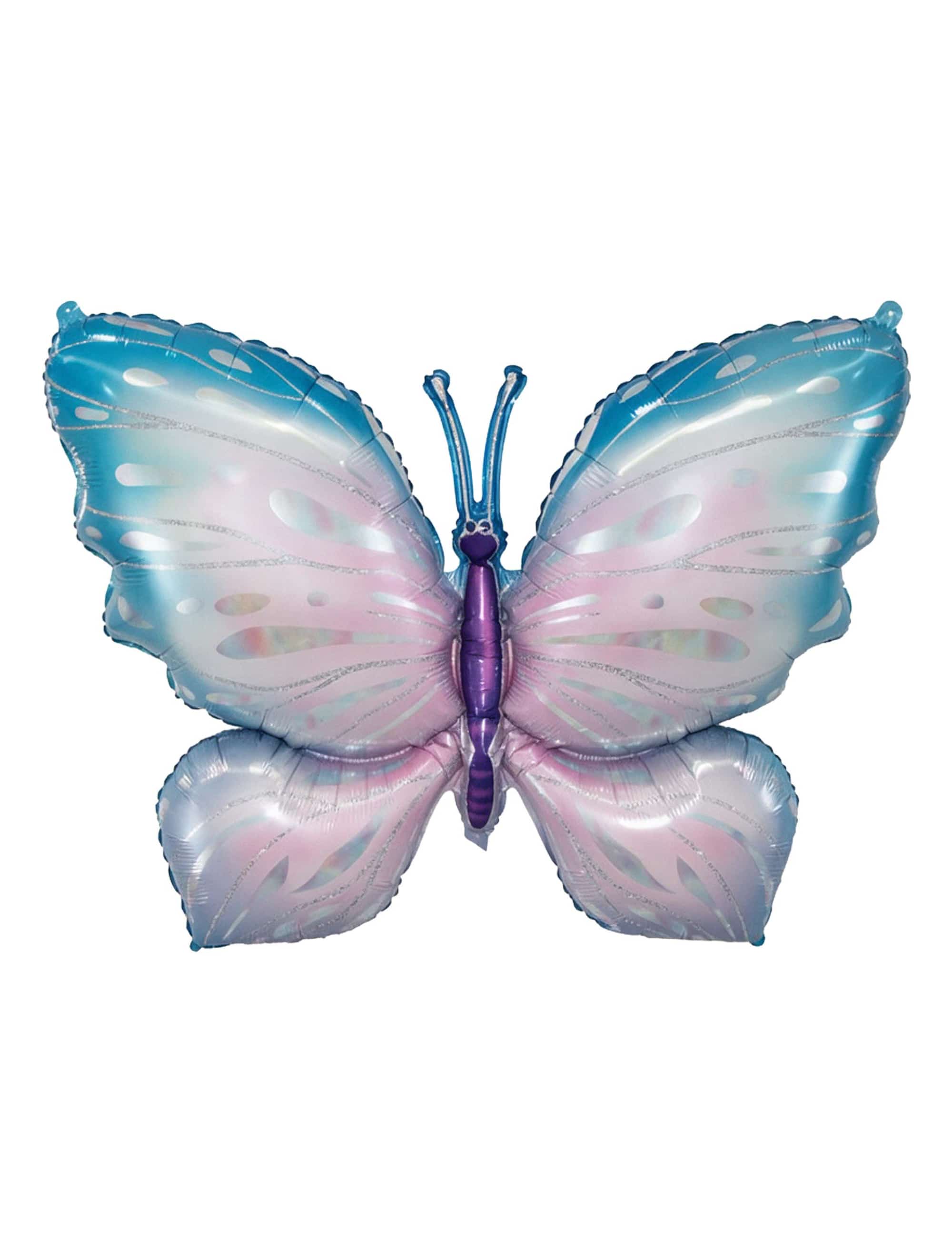 Folienballon Schmetterling 74 x 100cm blau/weiß