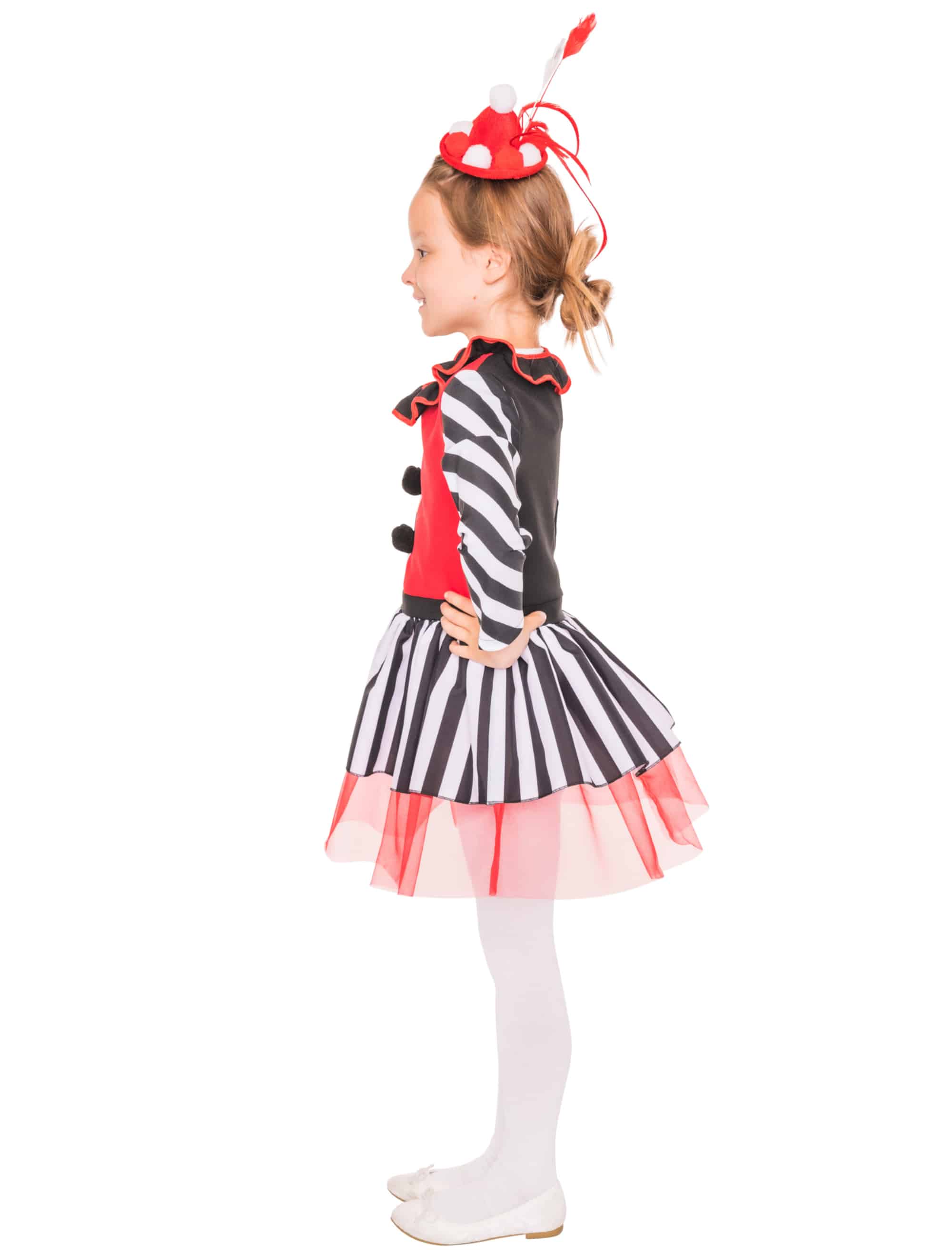 Kleid Clown Kinder schwarz/weiß/rot 128