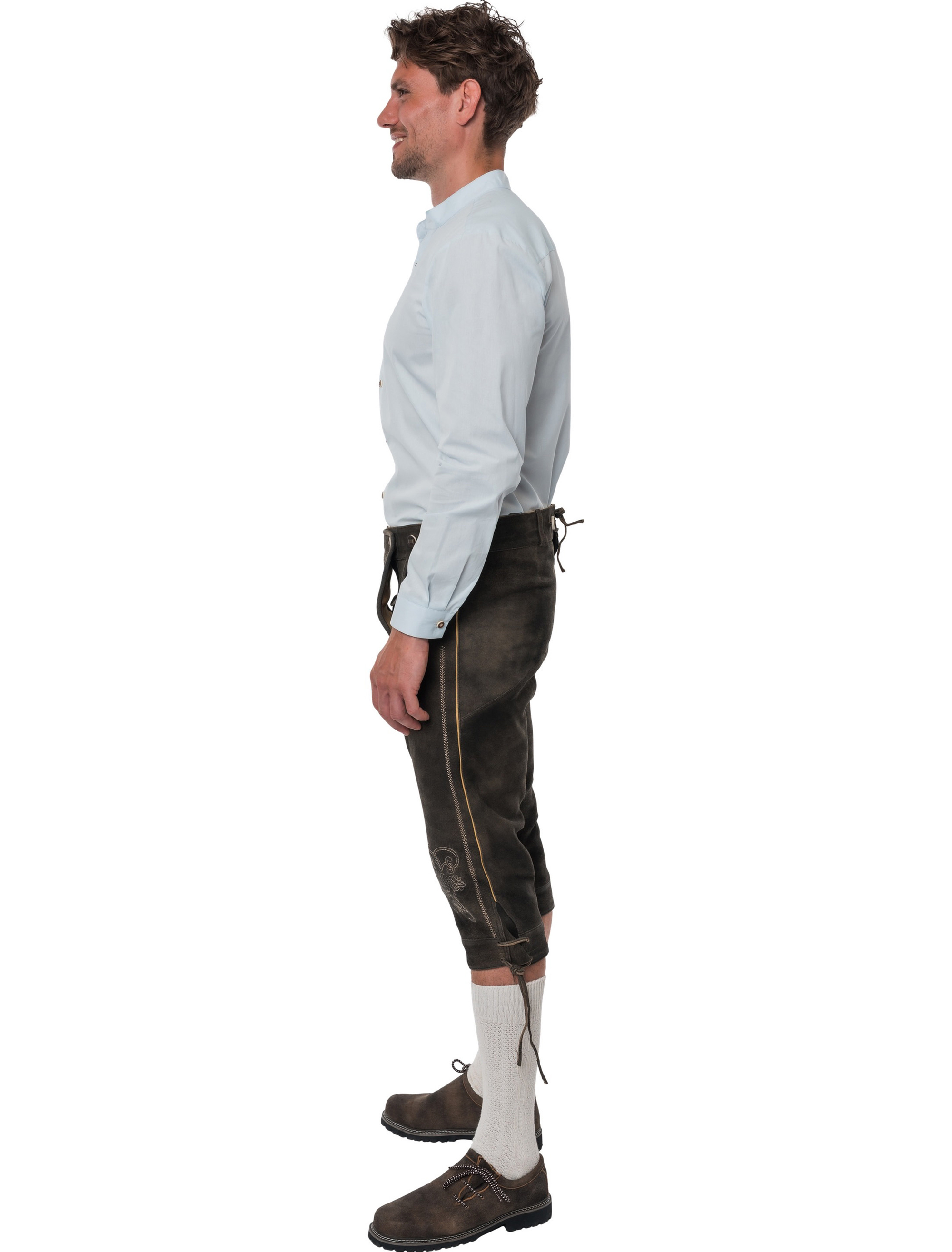 Lederhose Henry 3/4 lang Herren dunkelbraun S